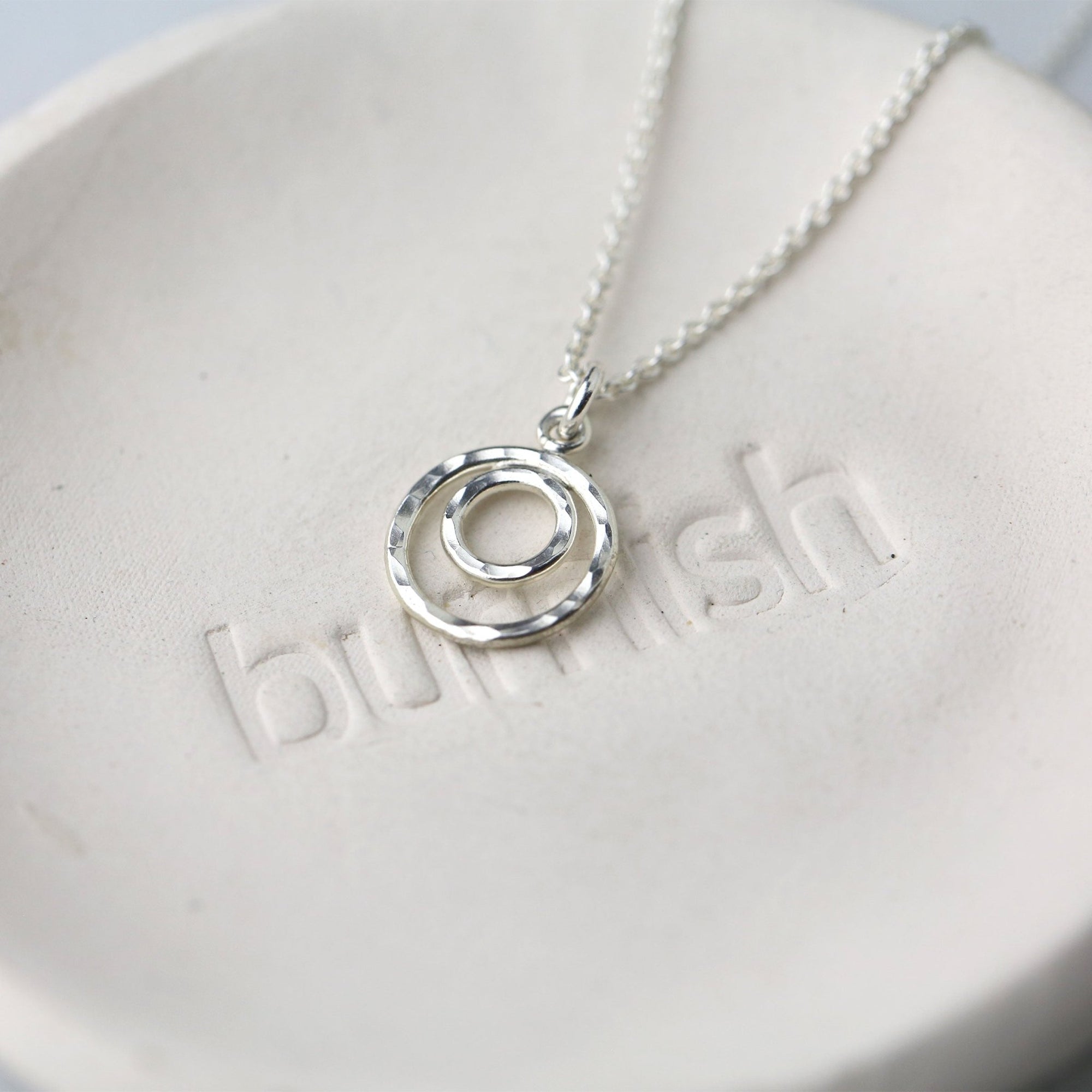 Hammered Double Circle Necklace jewelry handmade by Burnish