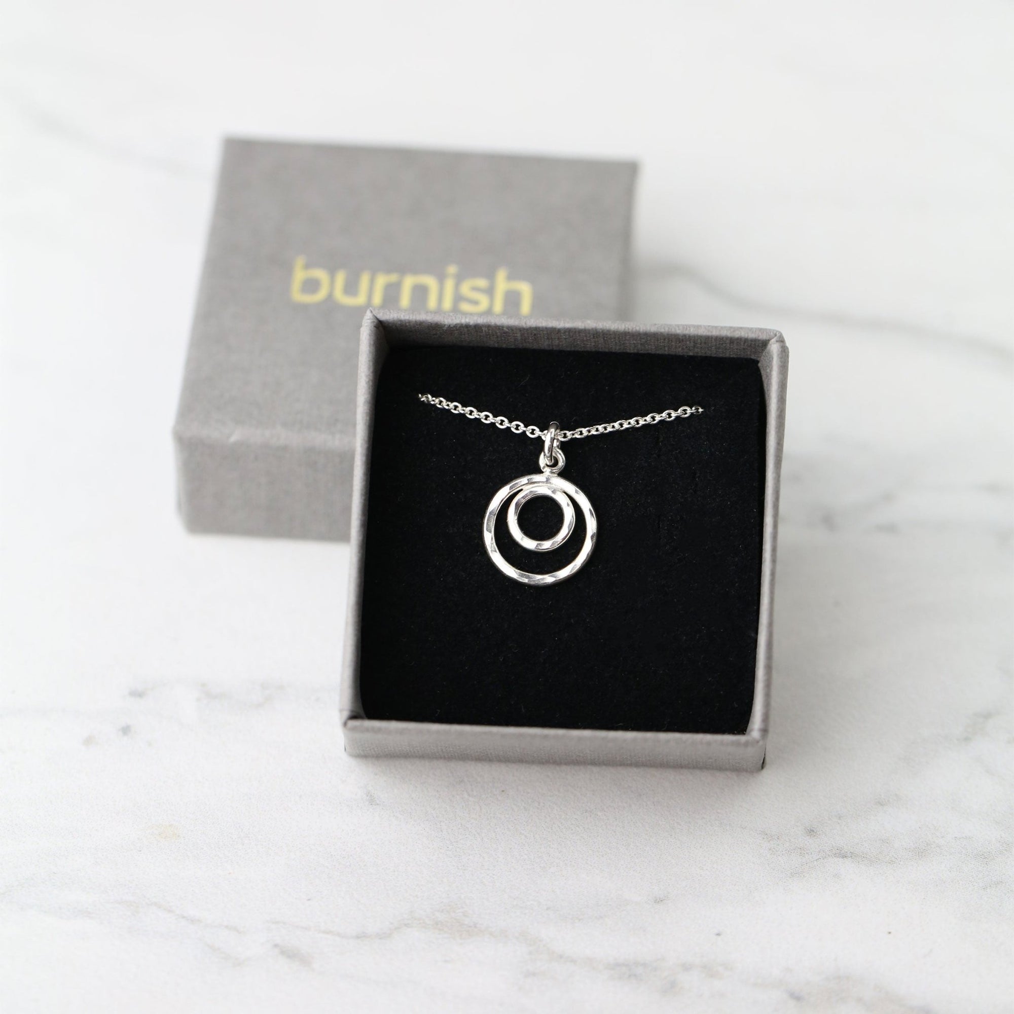 Hammered Double Circle Necklace jewelry handmade by Burnish