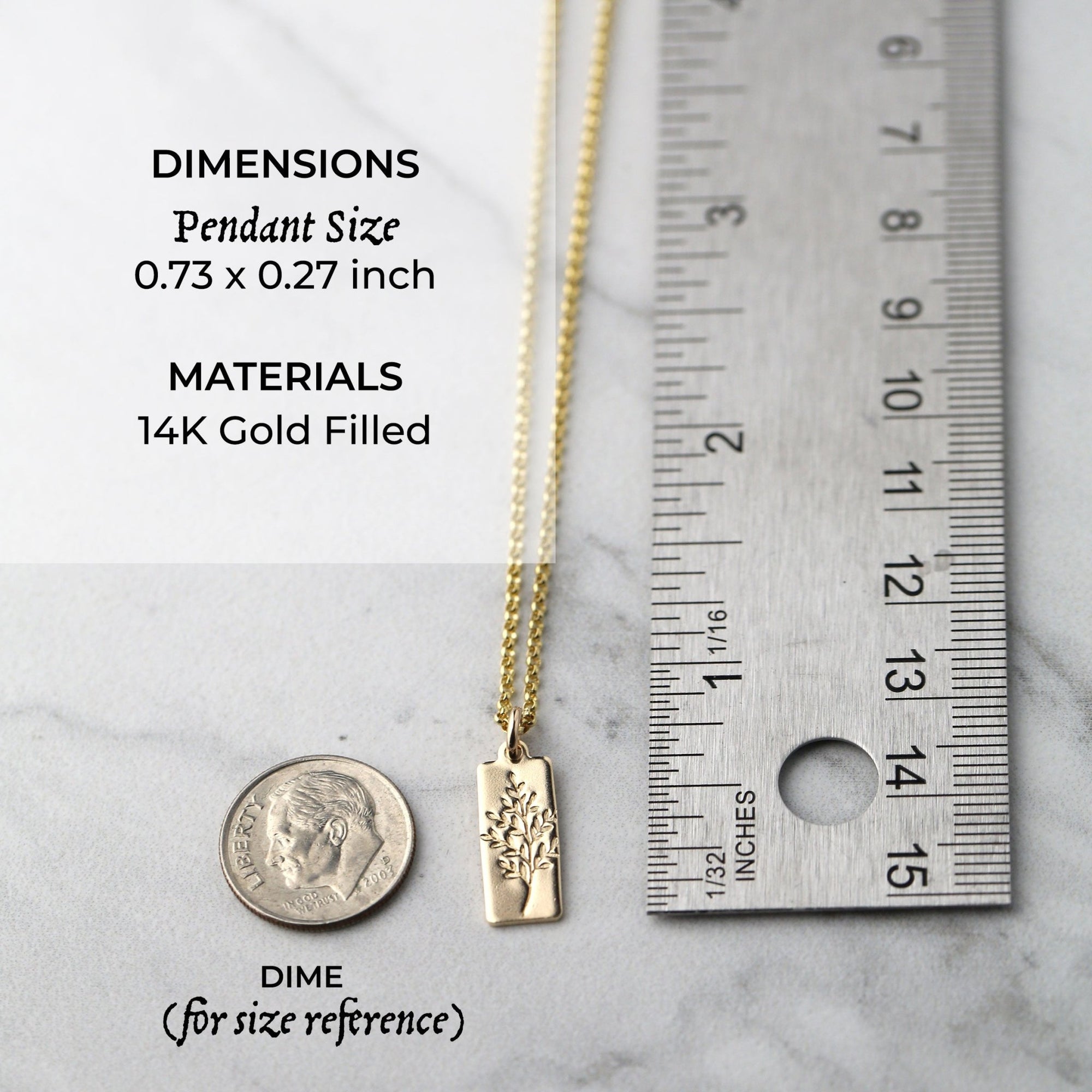 Hand Stamped Gold Botanical Necklace handmade by Burnish