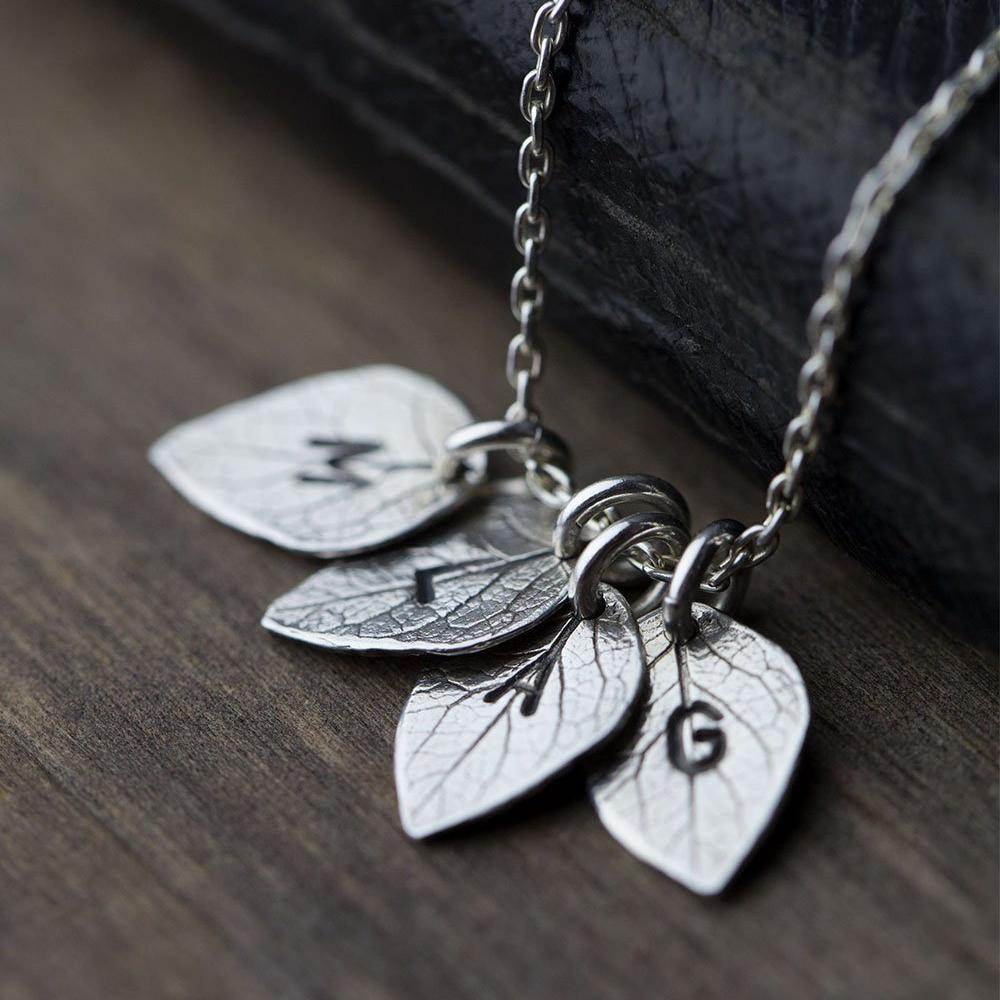 Hand Stamped Personalized Leaf Necklace – Burnish