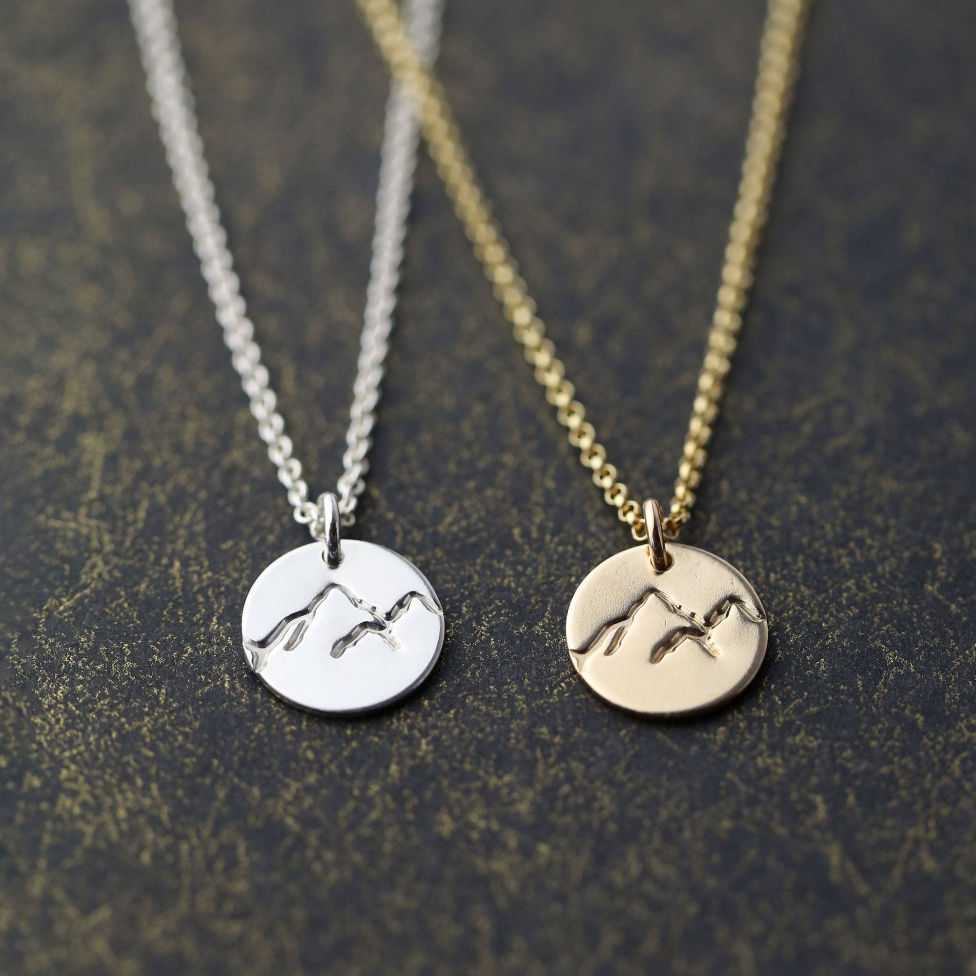 Hand Stamped Mountain Necklace jewelry handmade by Burnish