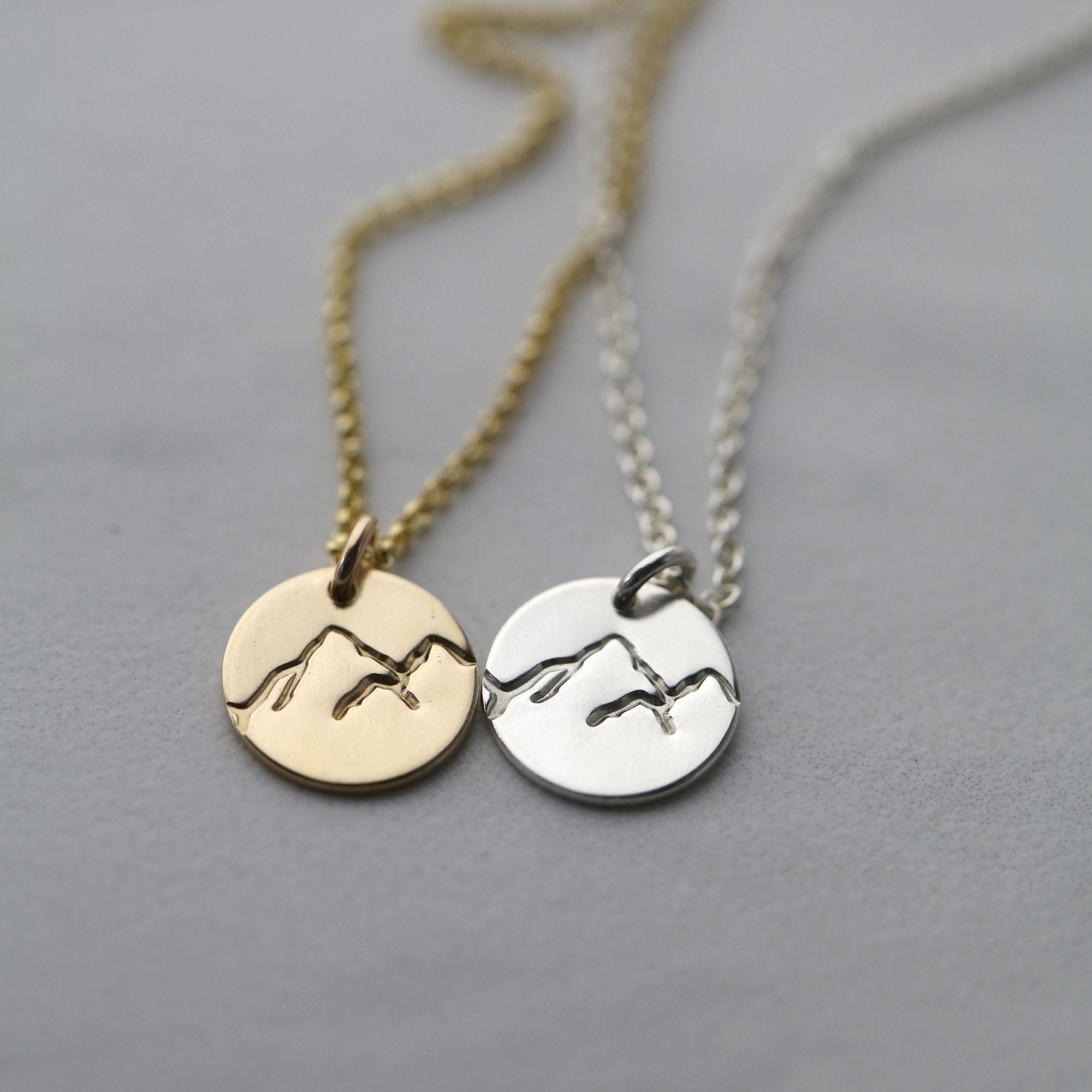 Hand Stamped Mountain Necklace jewelry handmade by Burnish