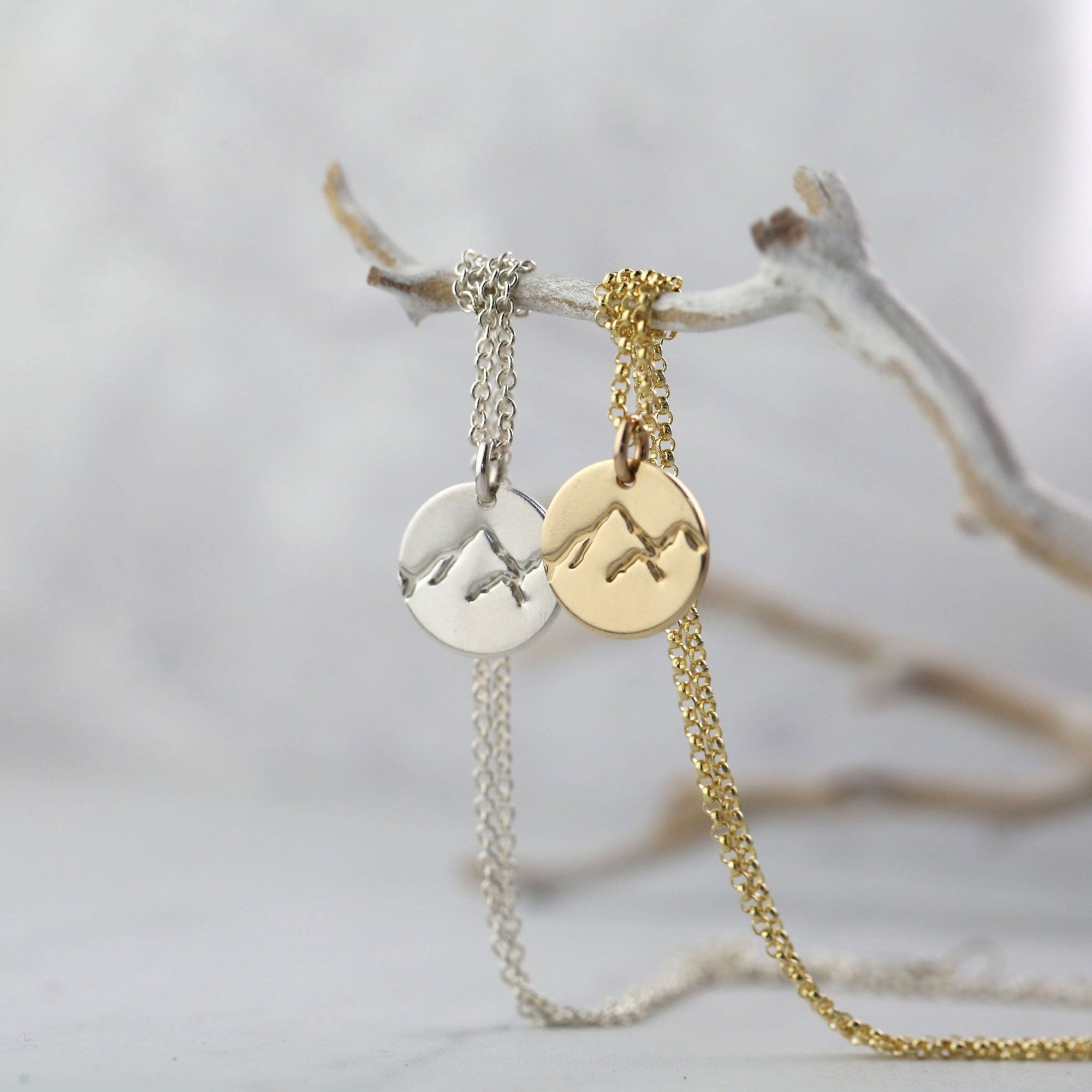 Hand Stamped Mountain Necklace jewelry handmade by Burnish