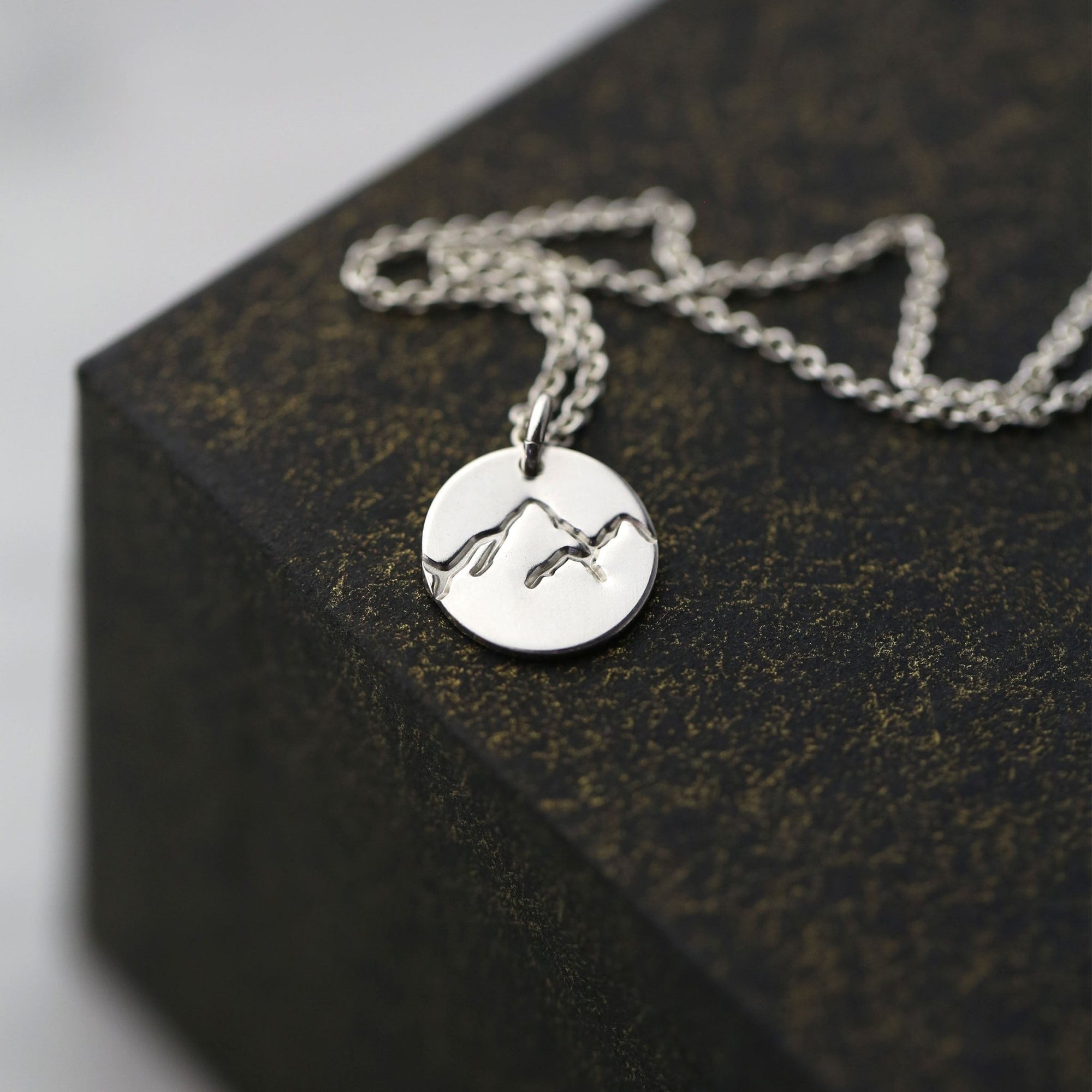Hand Stamped Mountain Necklace jewelry handmade by Burnish
