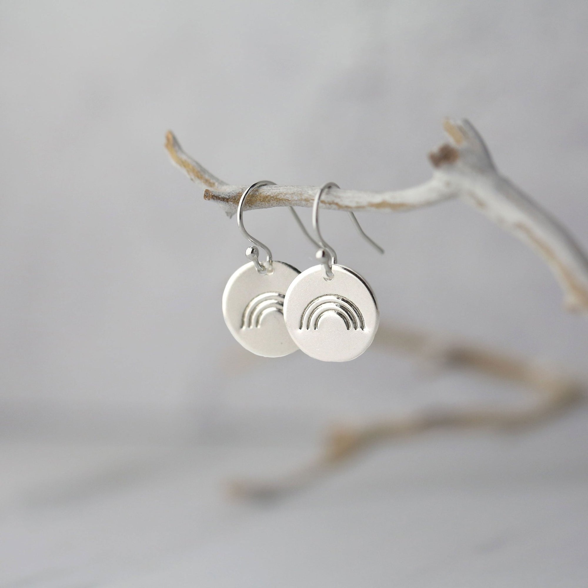 Hand Stamped Rainbow Earrings jewelry handmade by Burnish