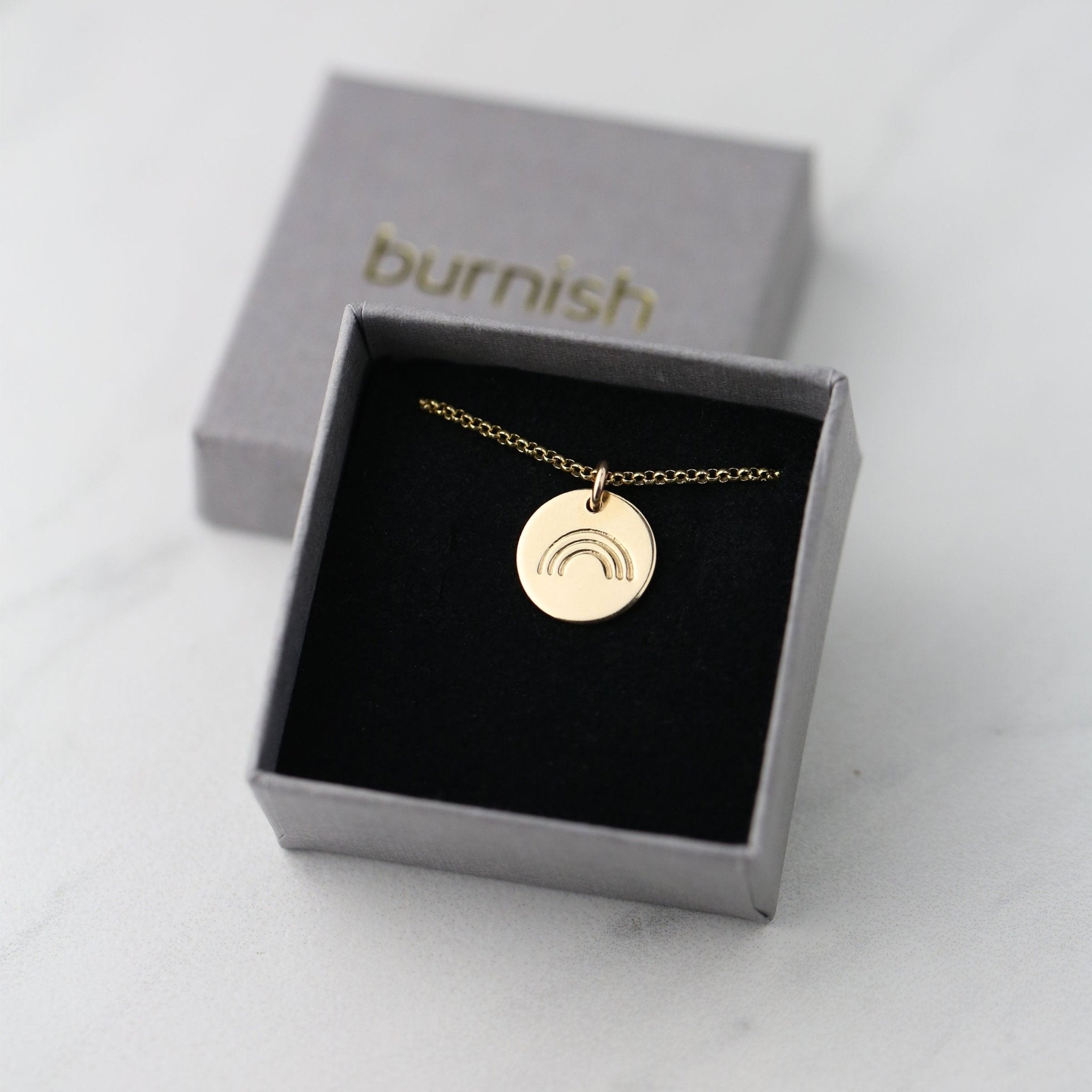 Hand Stamped Rainbow Necklace handmade by Burnish