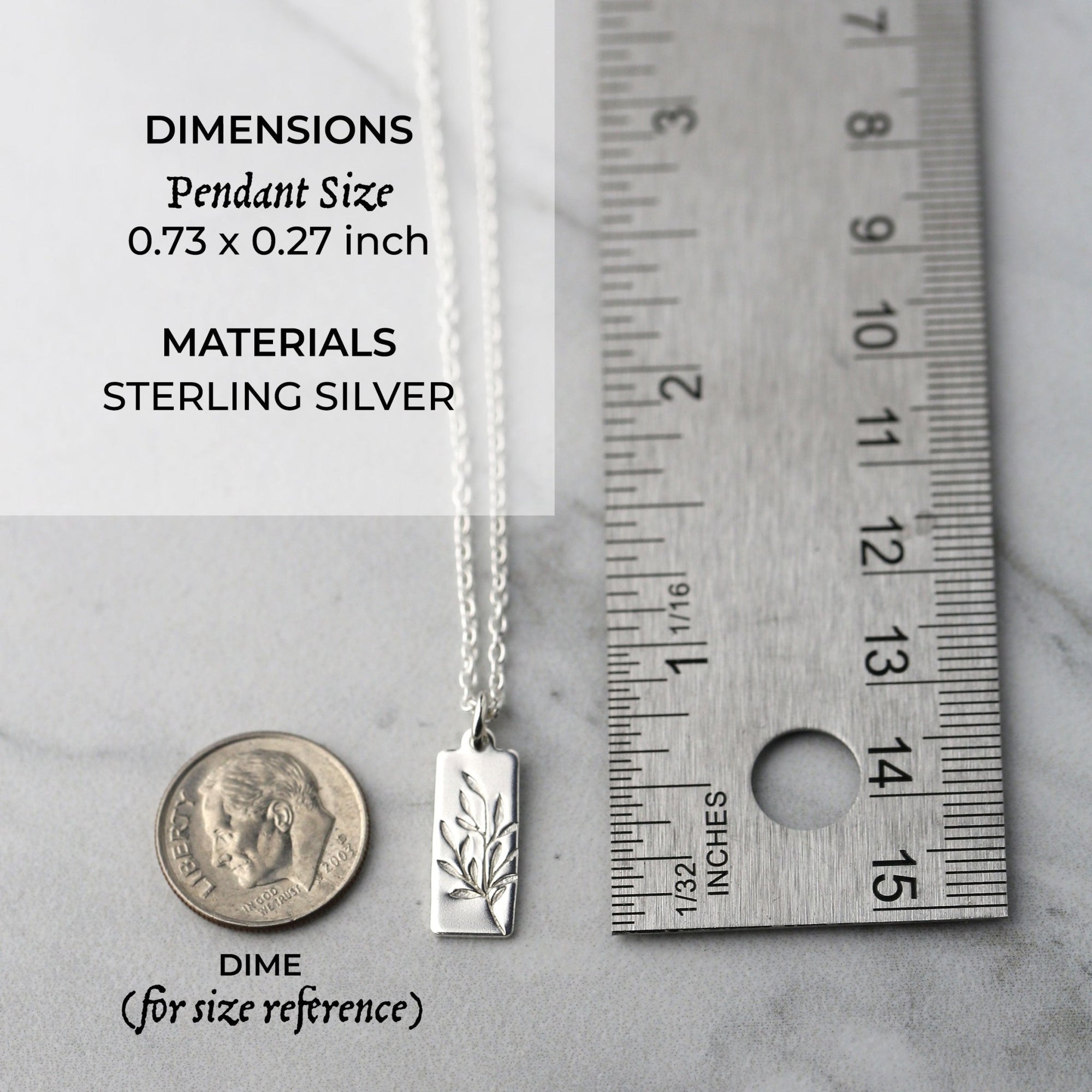 Hand Stamped Silver Botanical Necklace jewelry handmade by Burnish