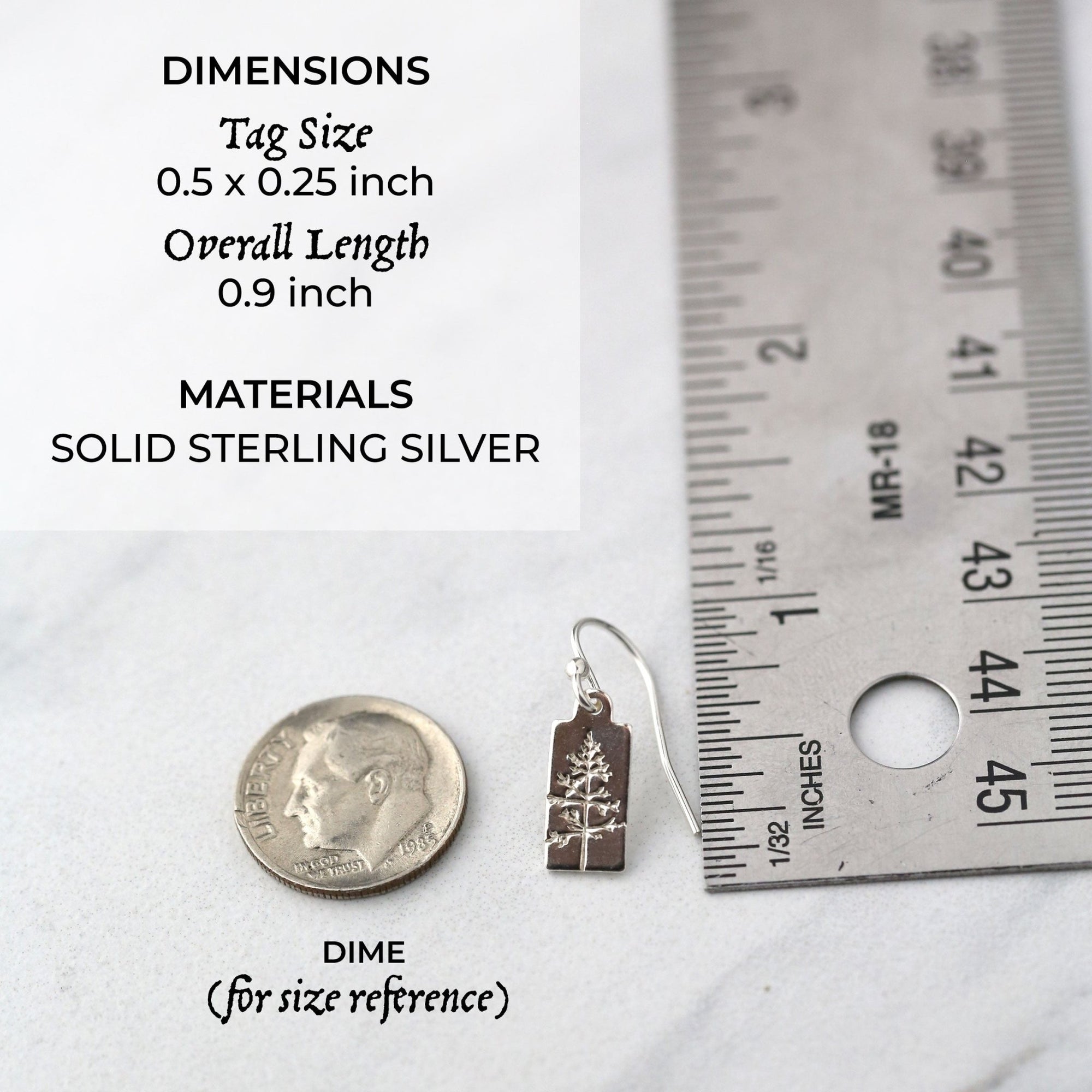Hand Stamped Silver Tree Tag Earrings jewelry handmade by Burnish