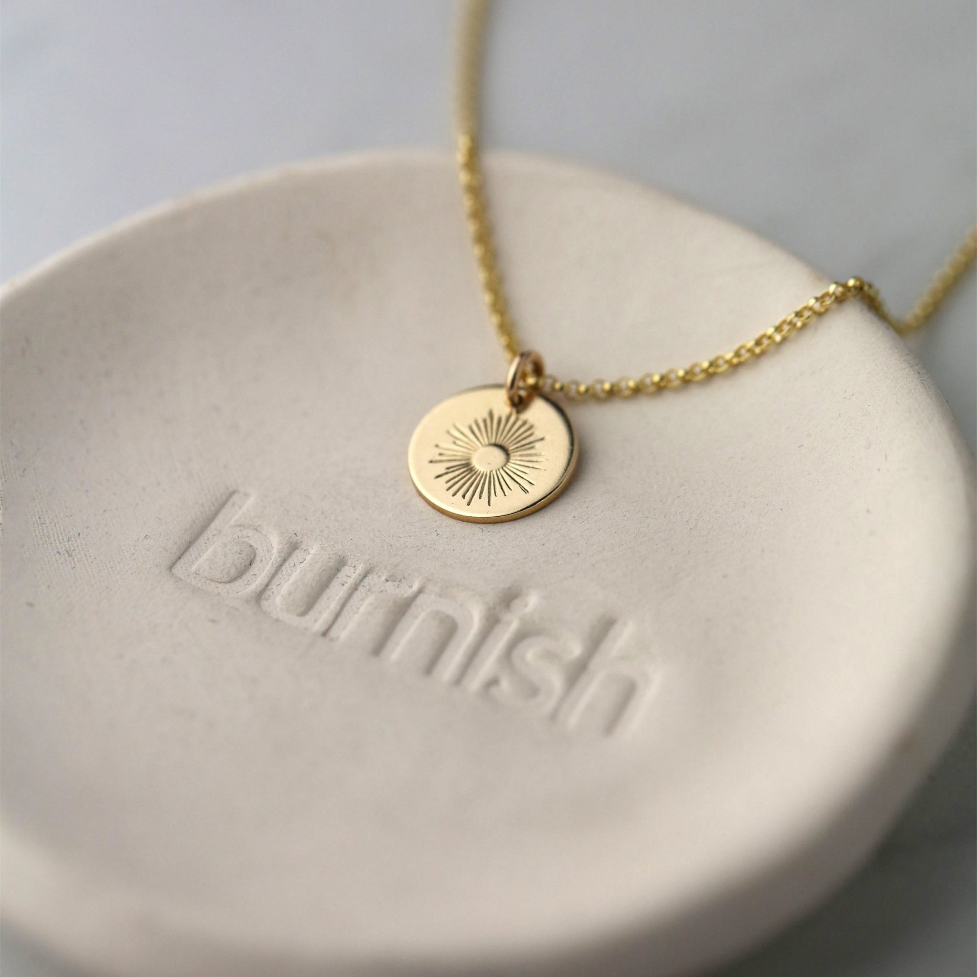 Hand Stamped Sunburst Necklace jewelry handmade by Burnish