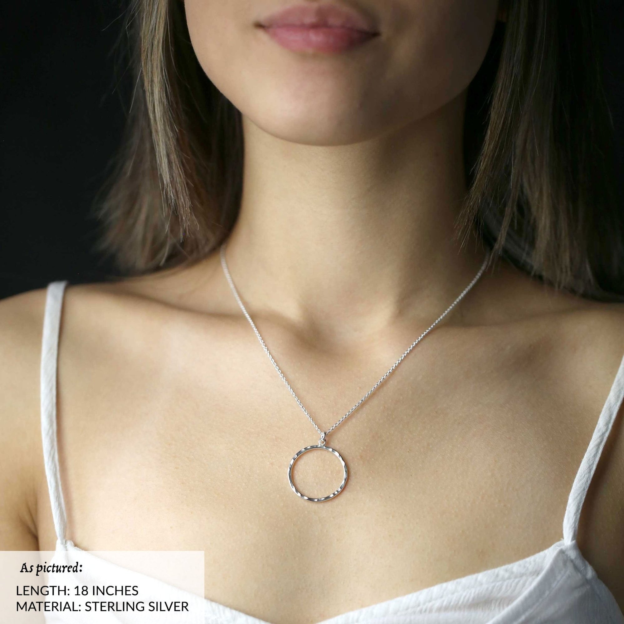 Large Hammered Circle Necklace jewelry handmade by Burnish