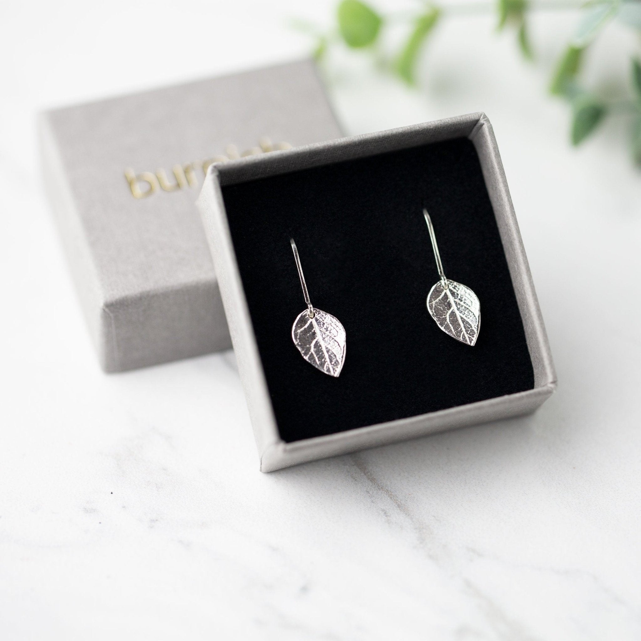 Leaf Lever-back Earrings - Handmade Jewelry by Burnish