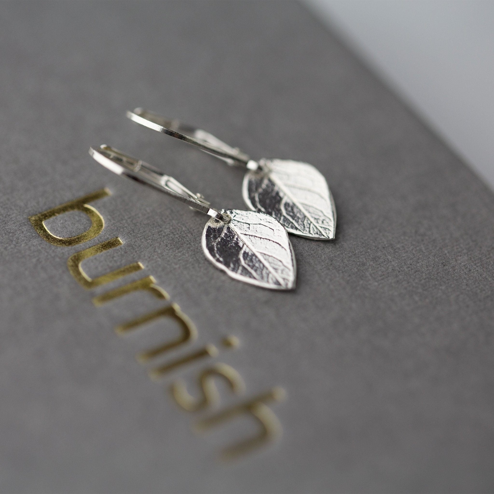 Leaf Lever-back Earrings - Handmade Jewelry by Burnish