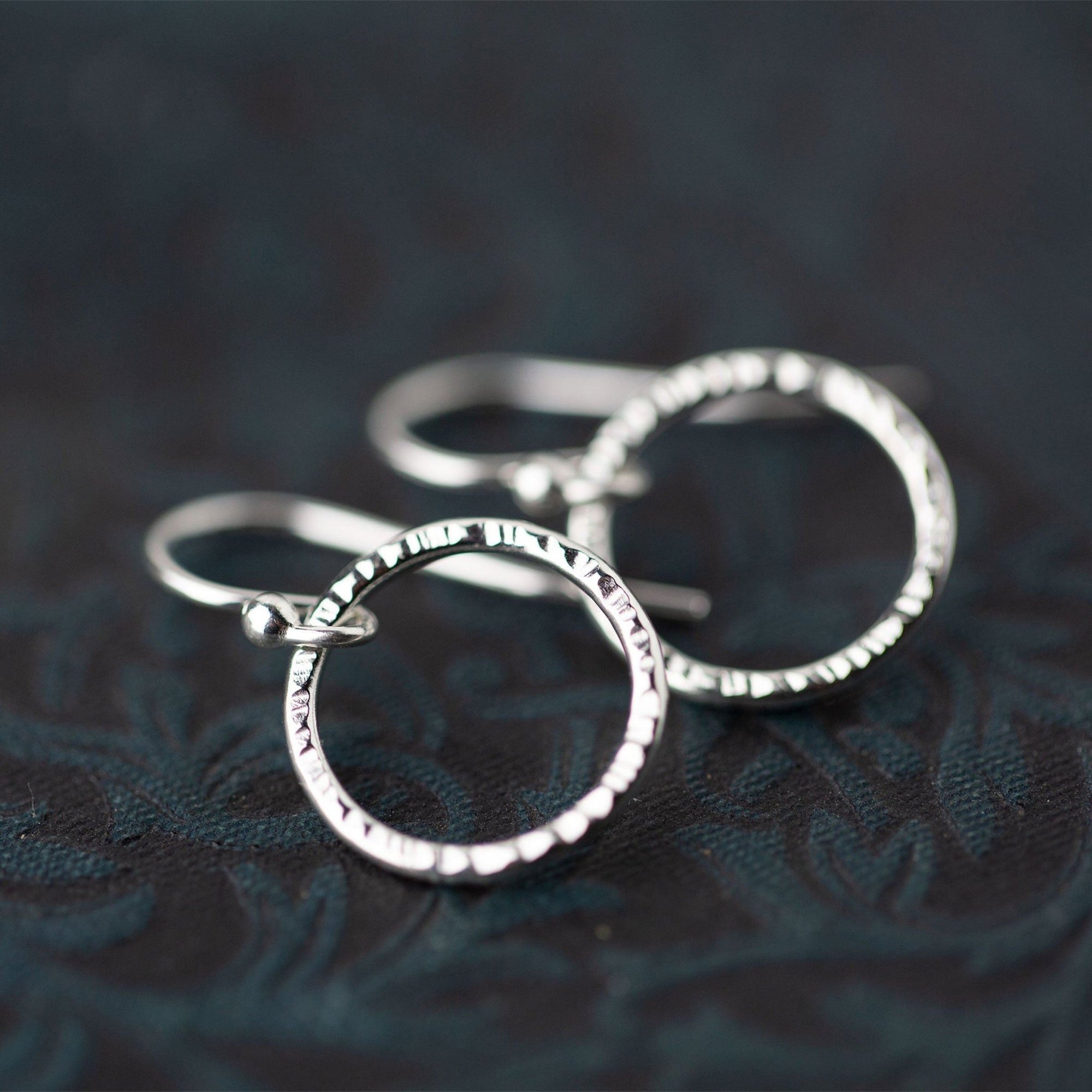 Medium Bark Circle Earrings jewelry handmade by Burnish
