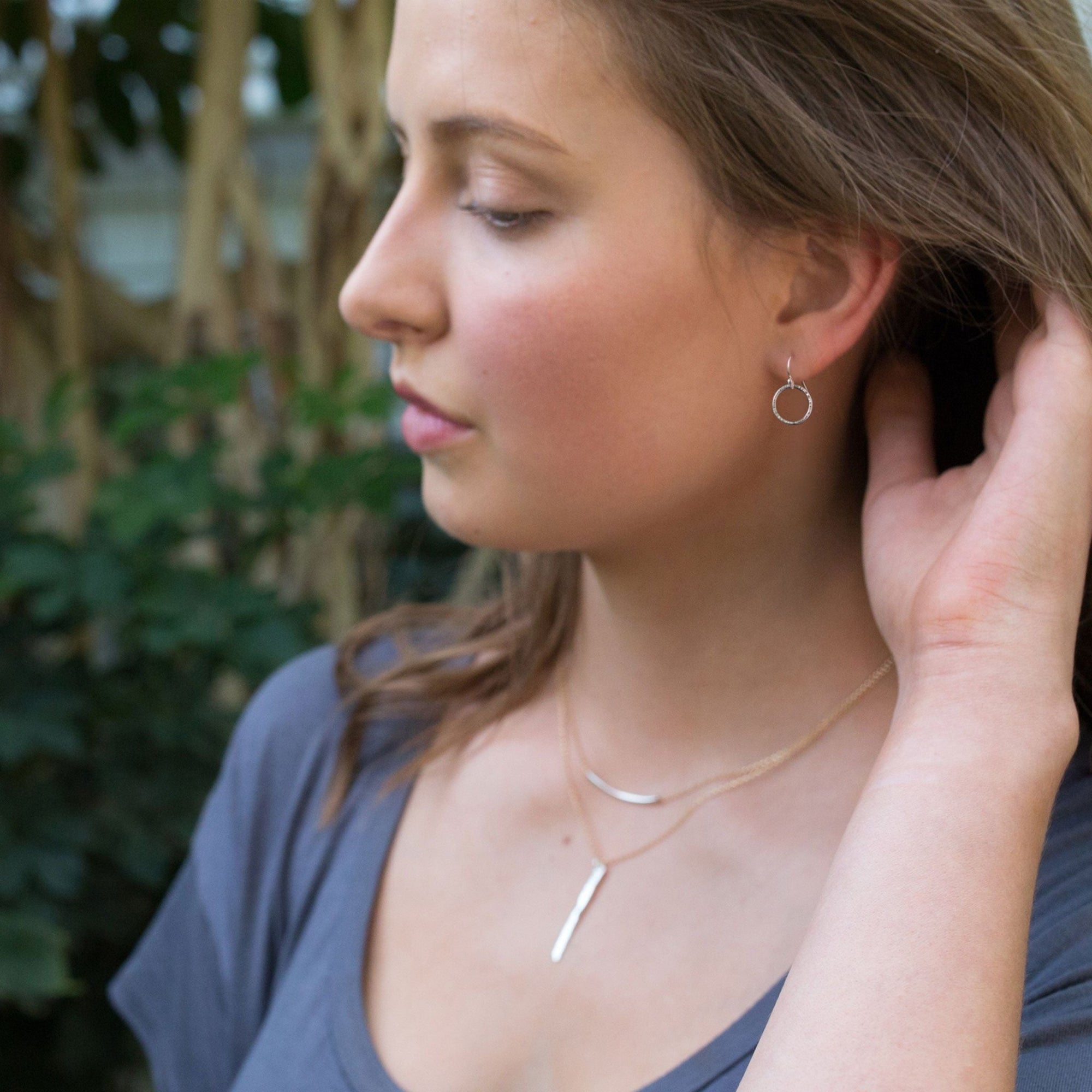 Medium Bark Circle Earrings jewelry handmade by Burnish