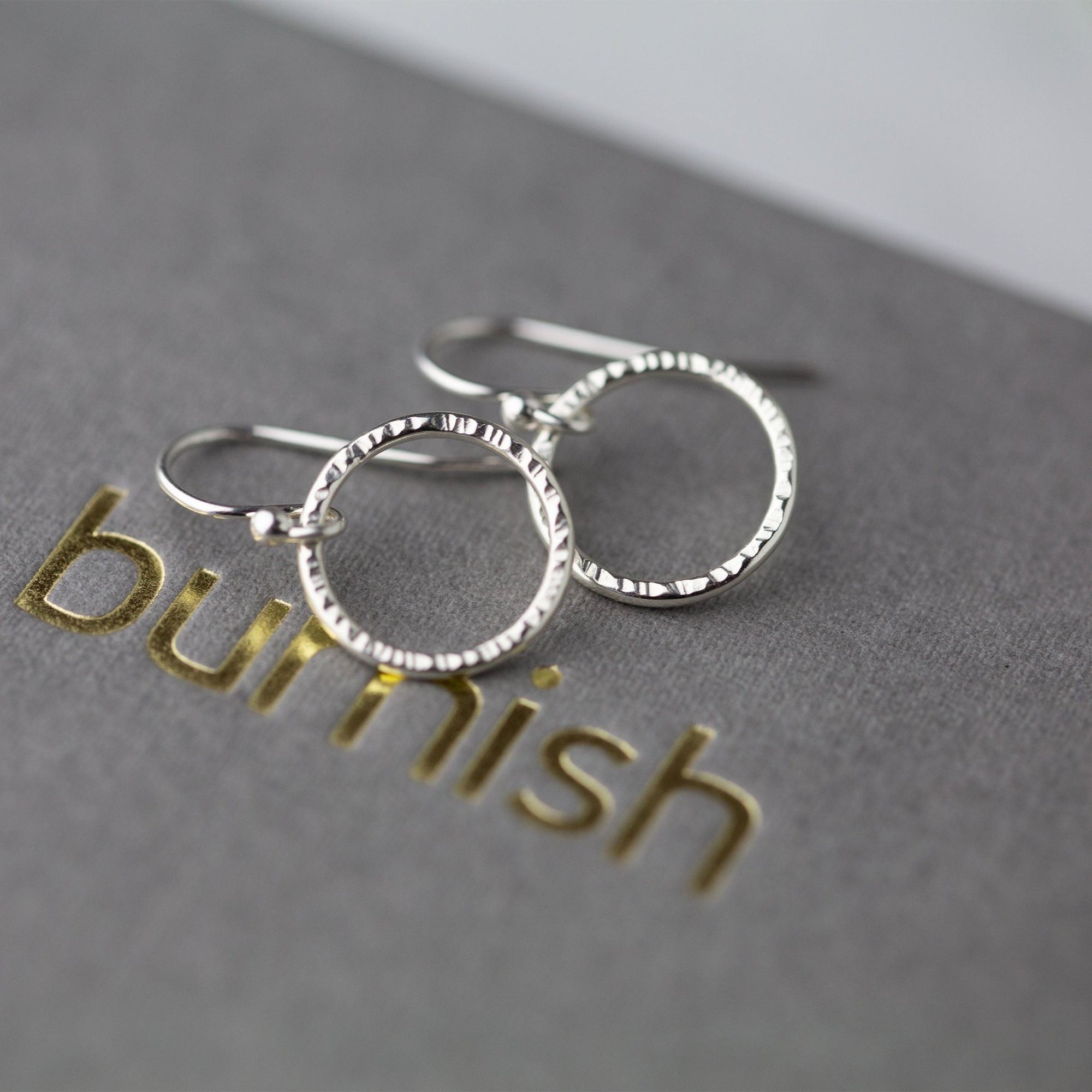 Medium Bark Circle Earrings jewelry handmade by Burnish