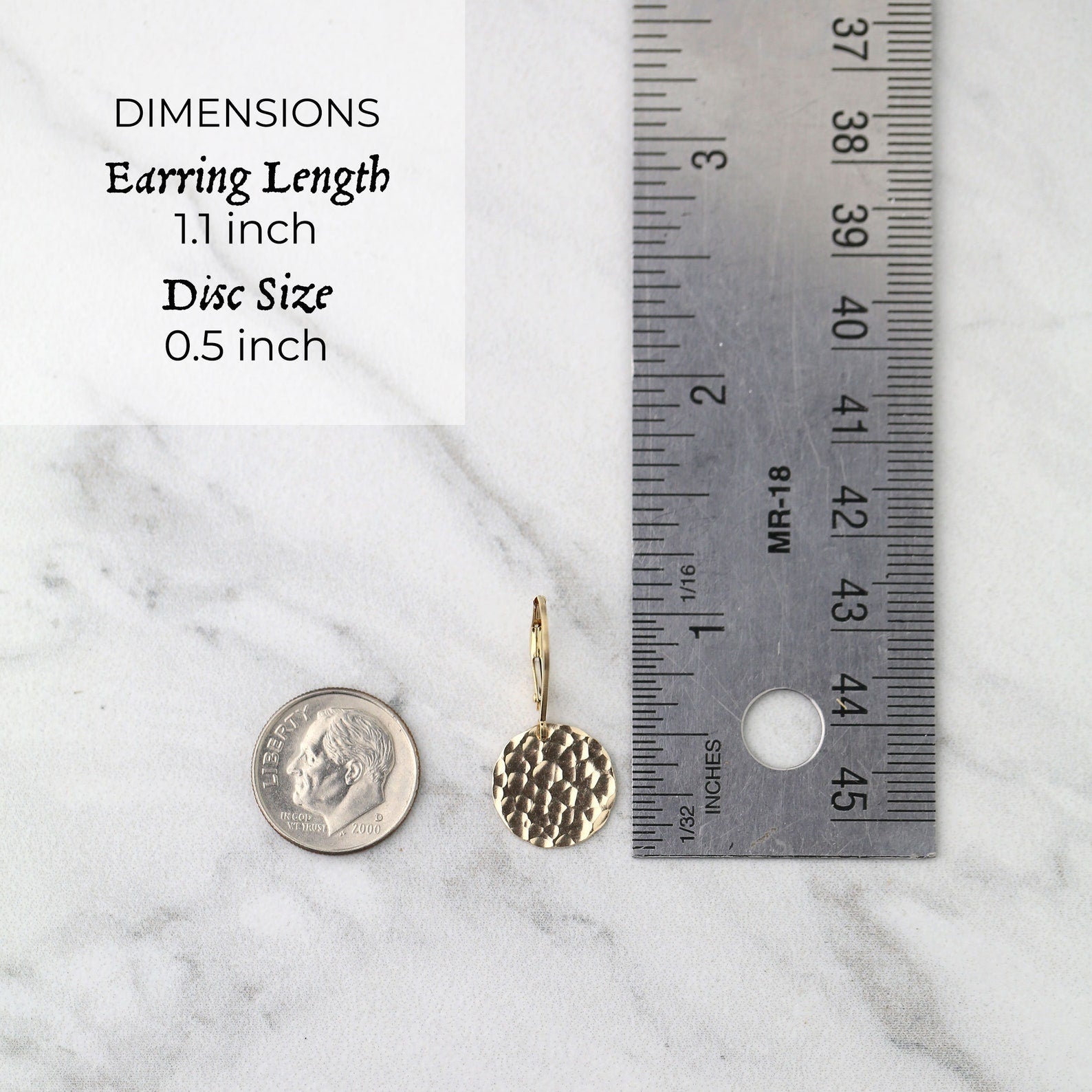 Medium Gold Hammered Disc Lever-back Earrings