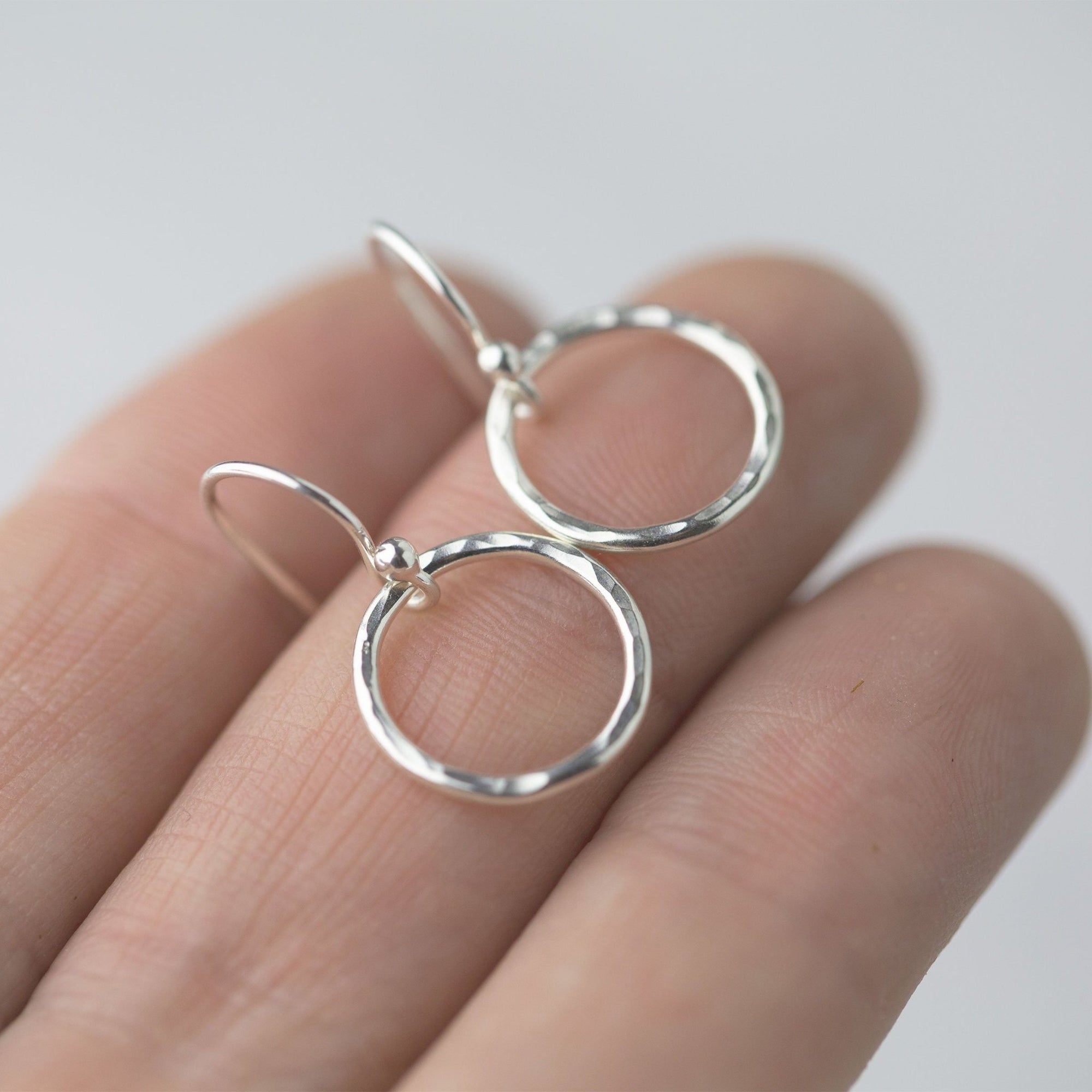 Medium Hammered Circle Earring - Handmade Jewelry by Burnish