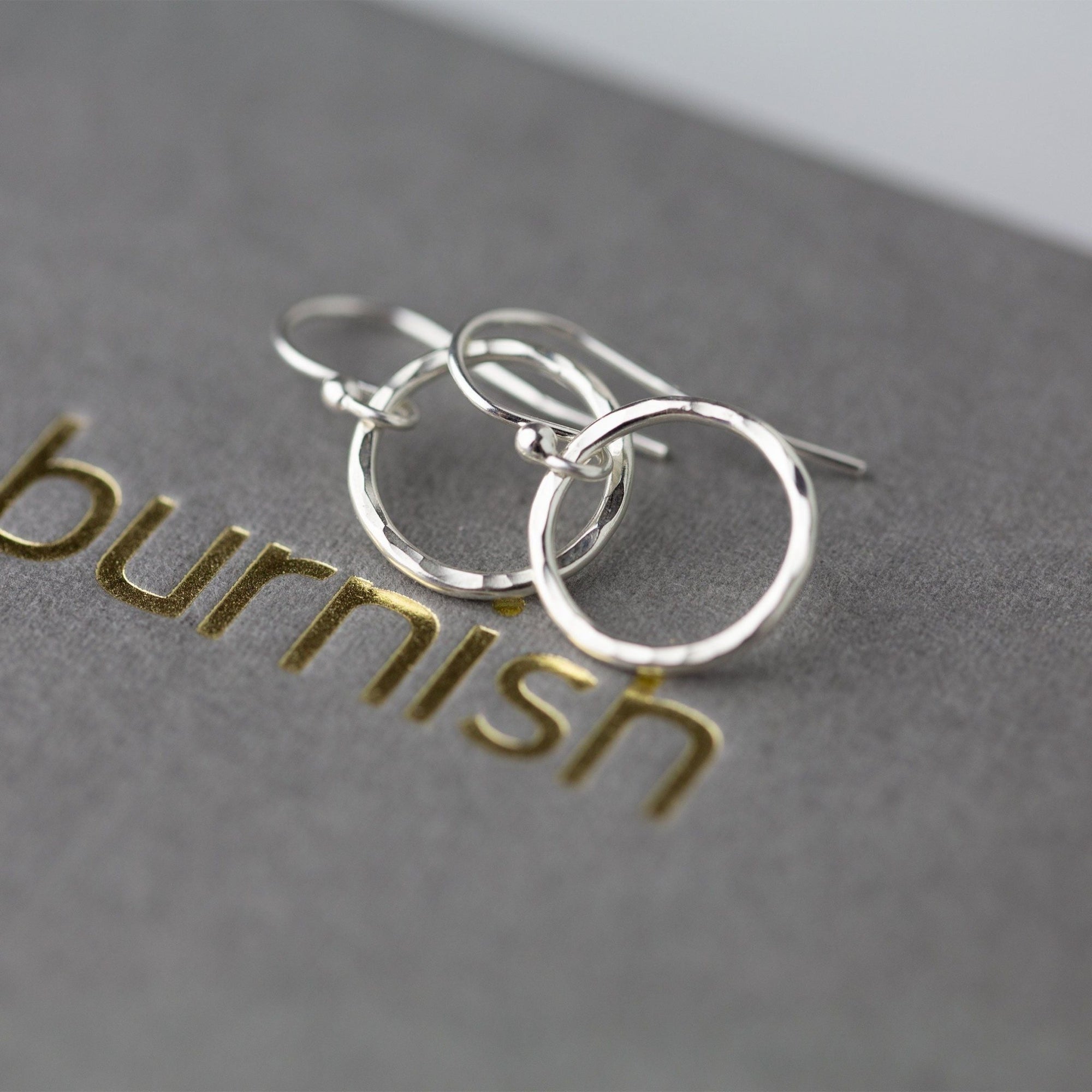 Medium Hammered Circle Earring jewelry handmade by Burnish
