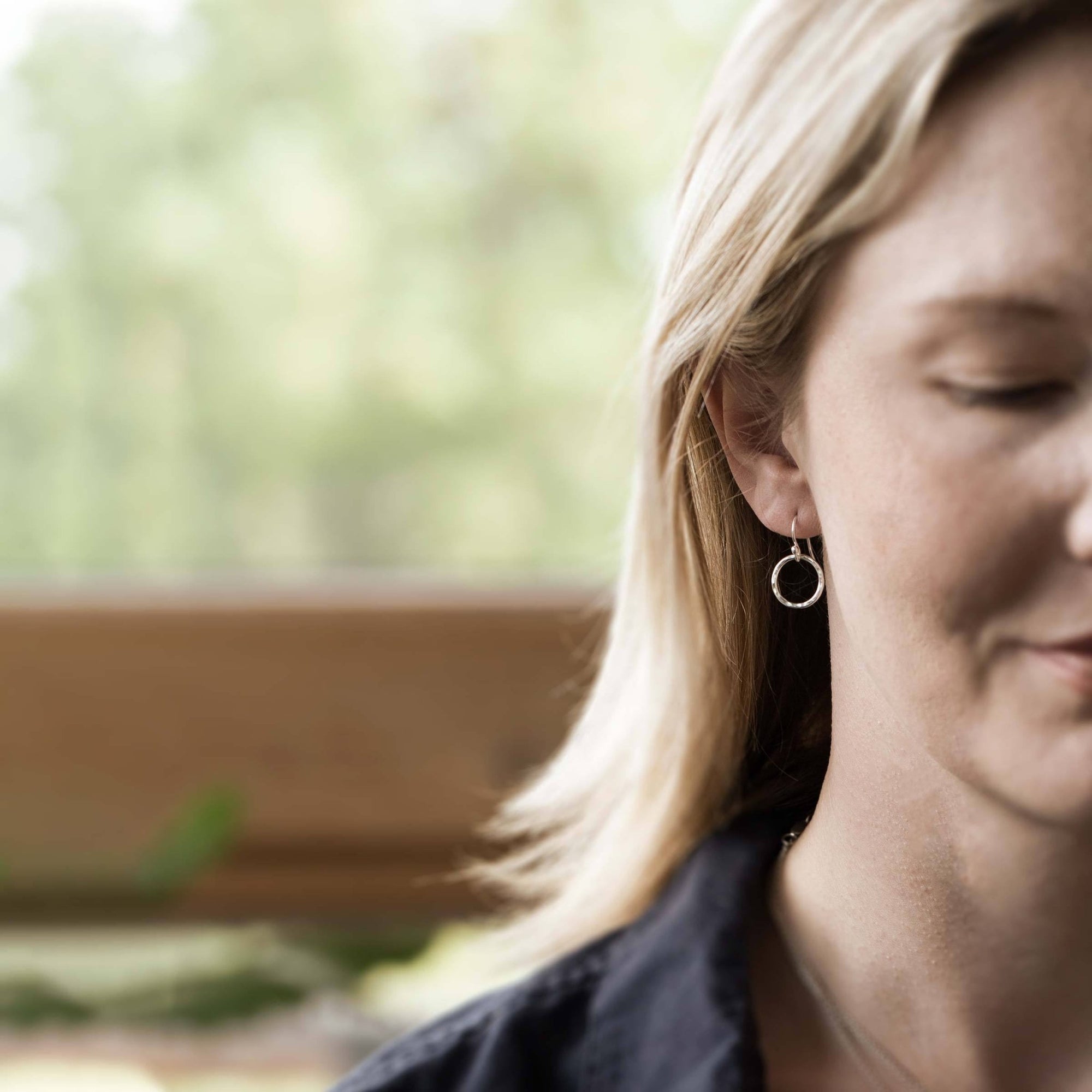 Medium Hammered Circle Earring jewelry handmade by Burnish