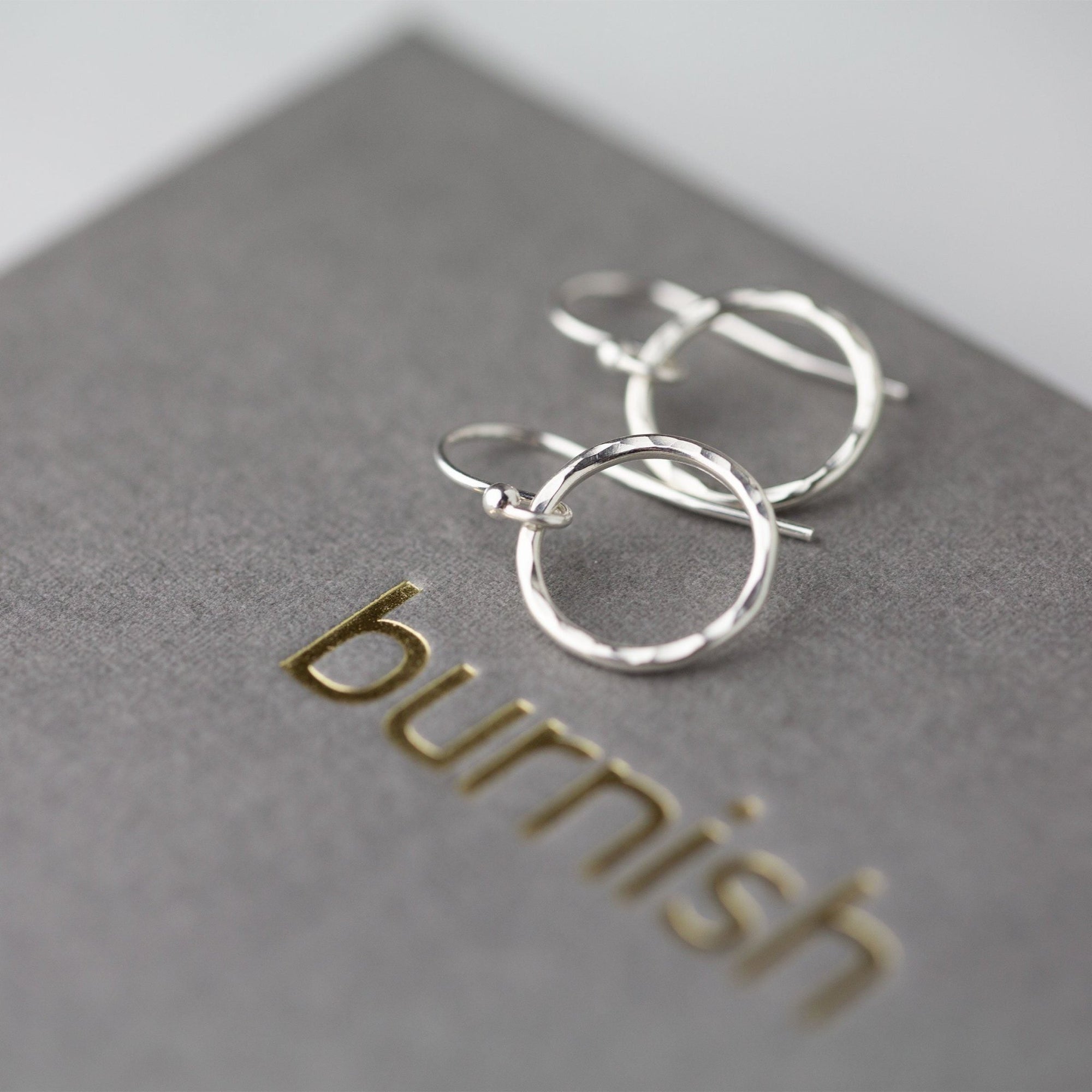 Medium Hammered Circle Earring - Handmade Jewelry by Burnish