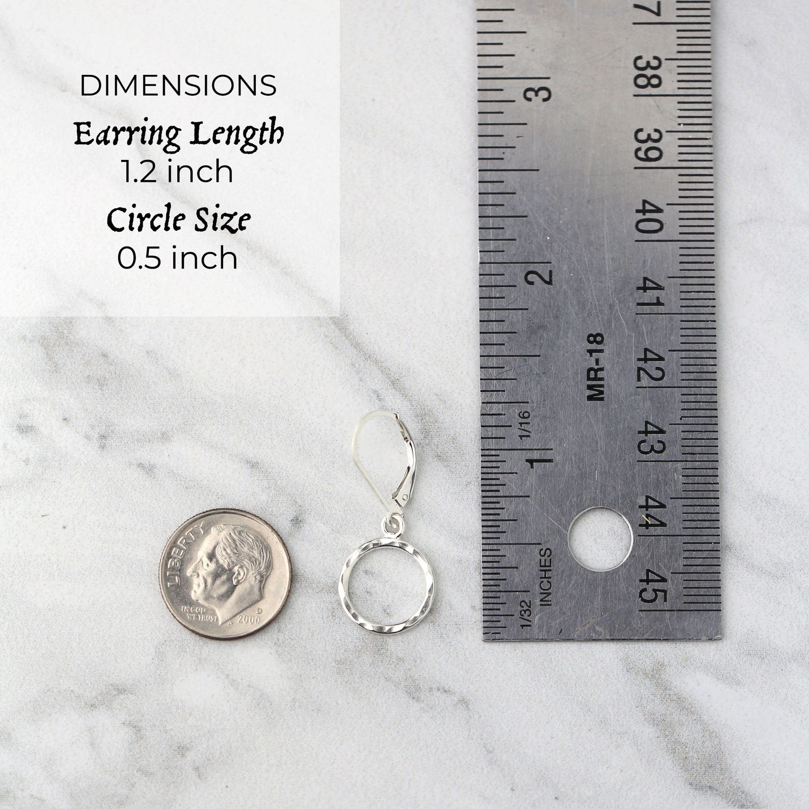Medium Hammered Circle Lever - back Earrings jewelry handmade by Burnish