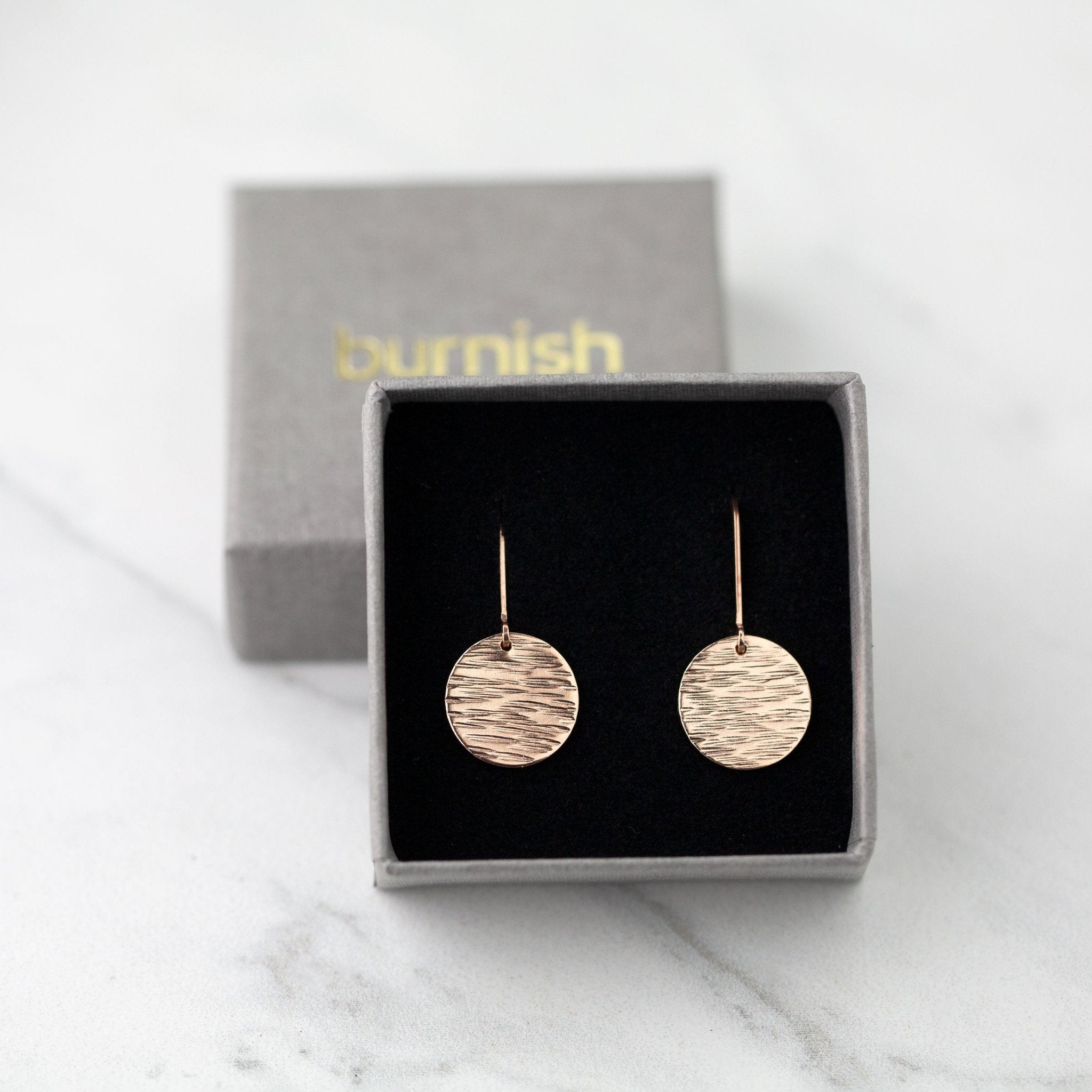 Medium Rose Gold Hammered Bark Lever-back Earrings