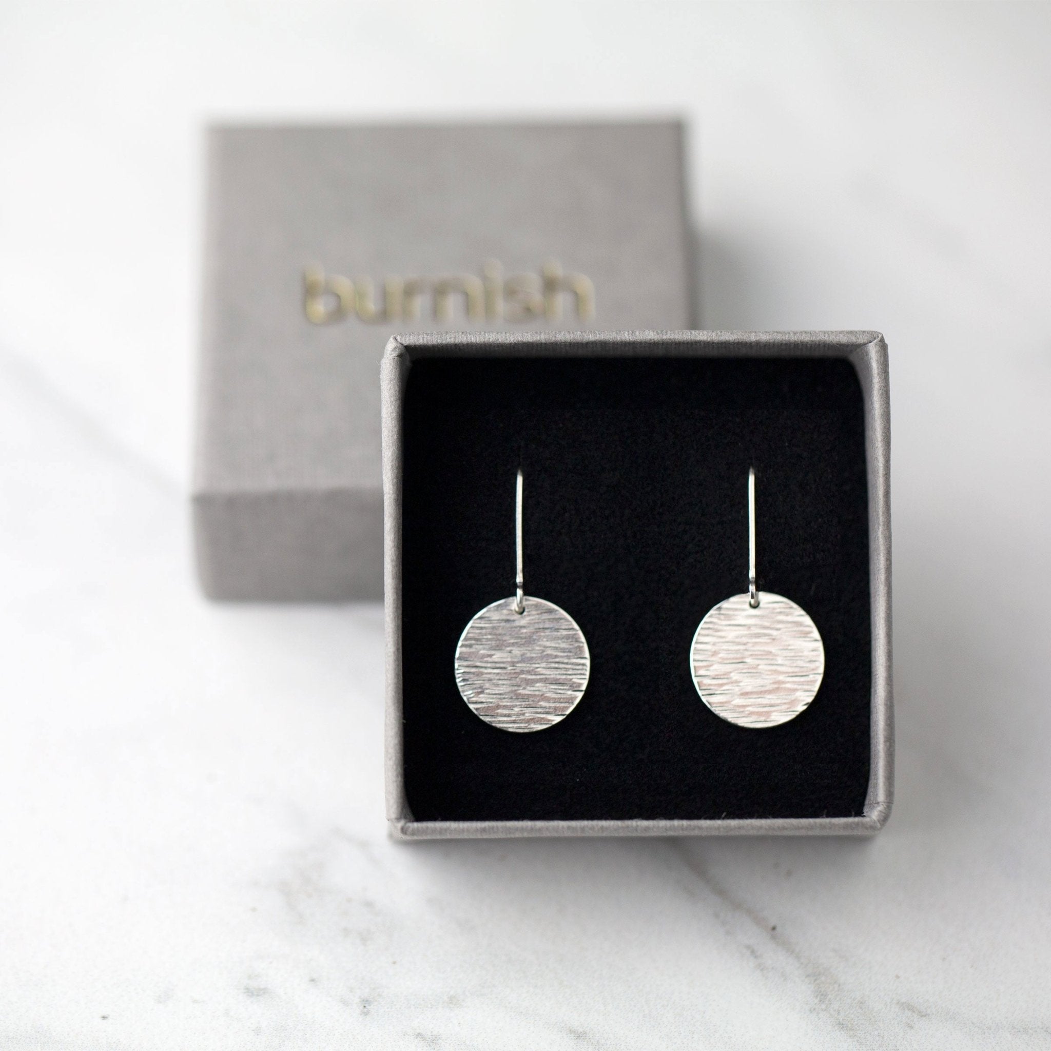 Medium Silver Bark Texture Lever-back Earrings