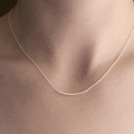 Minimalist Curved Bar Necklace - Jewelry by Burnish