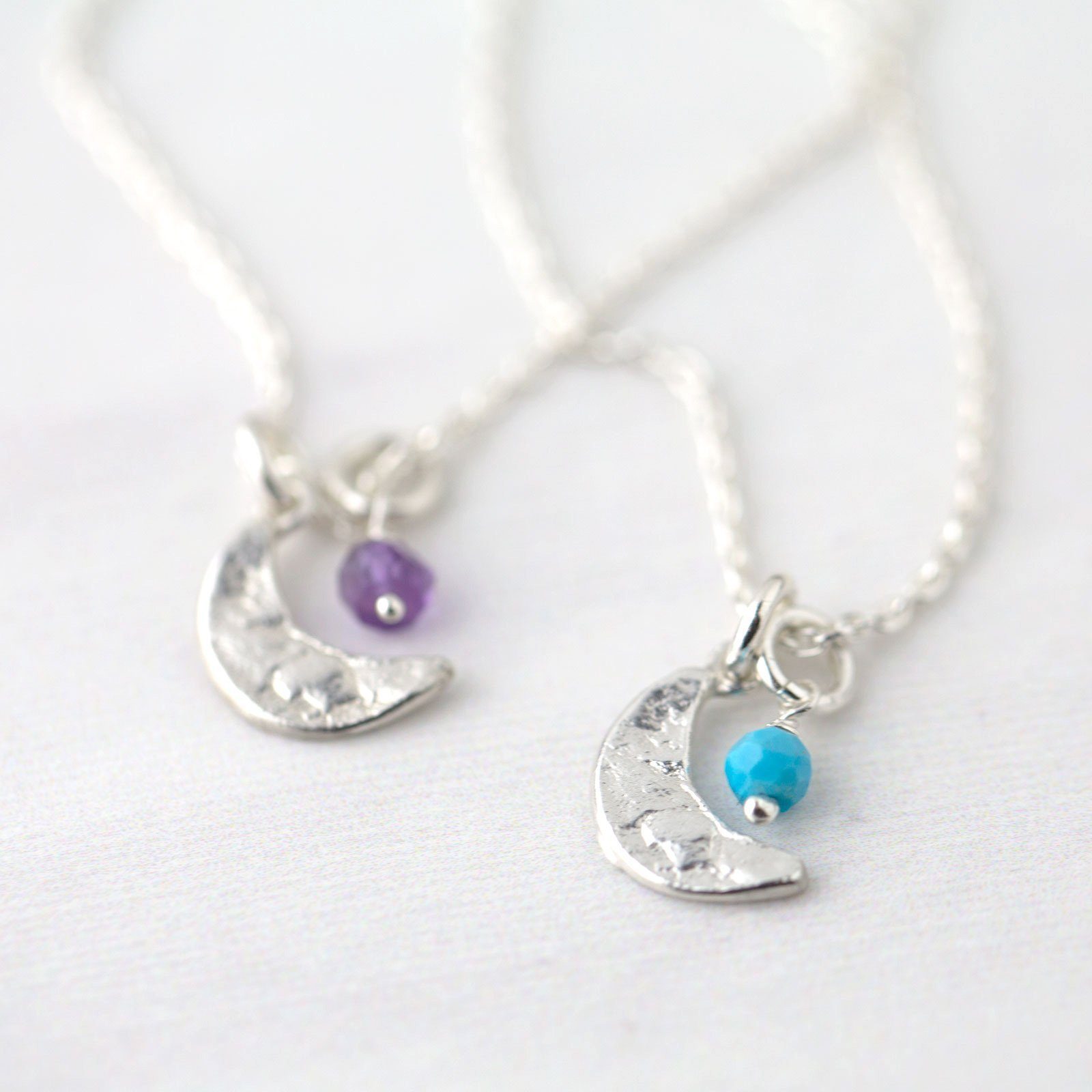 Moon Birthstone Necklace jewelry handmade by Burnish