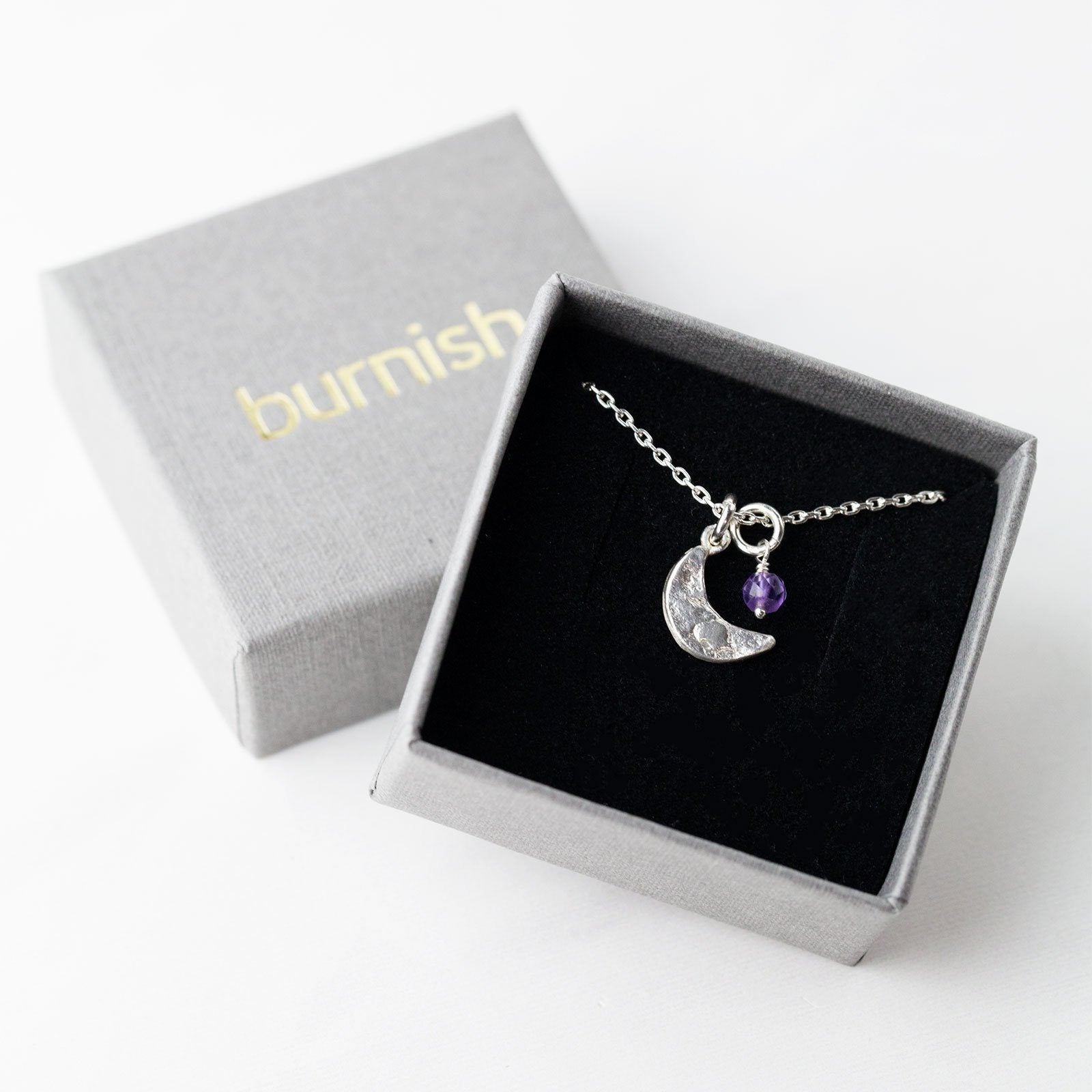 Moon Birthstone Necklace jewelry handmade by Burnish