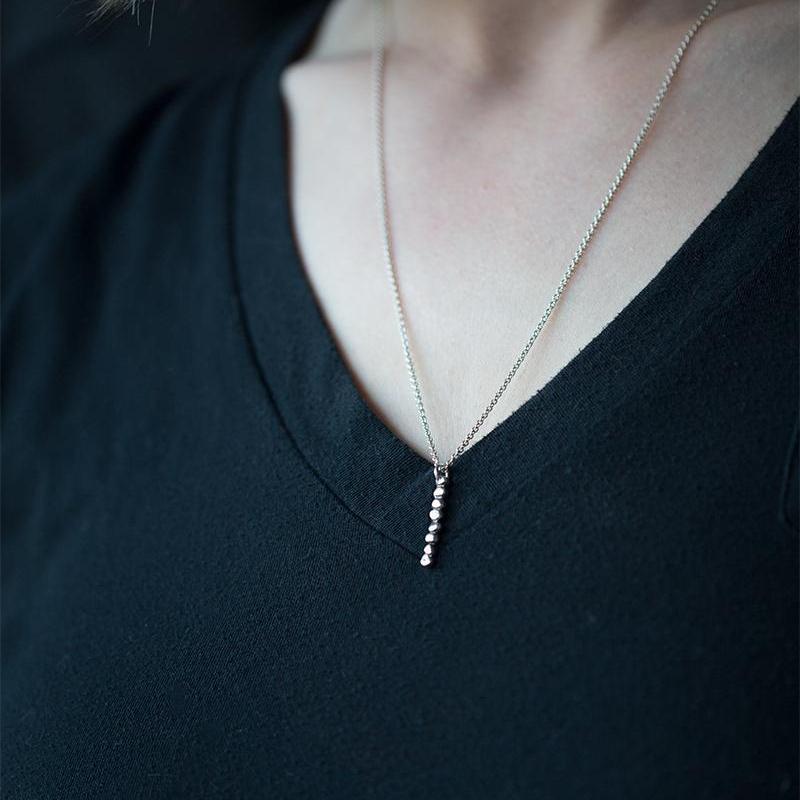 Nuggets Bar Necklace in Sterling Silver - Handmade Jewelry by Burnish