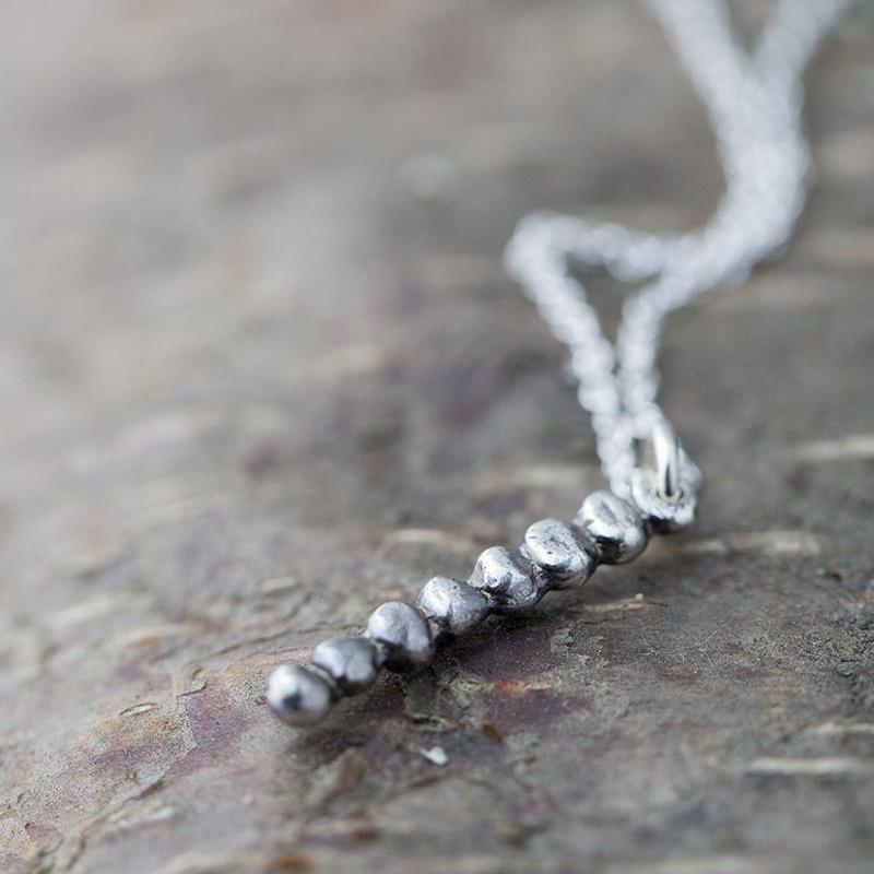 Nuggets Bar Necklace in Sterling Silver - Handmade Jewelry by Burnish