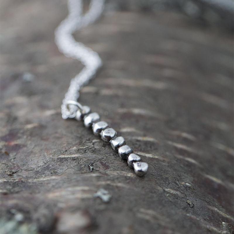 Nuggets Bar Necklace in Sterling Silver - Handmade Jewelry by Burnish