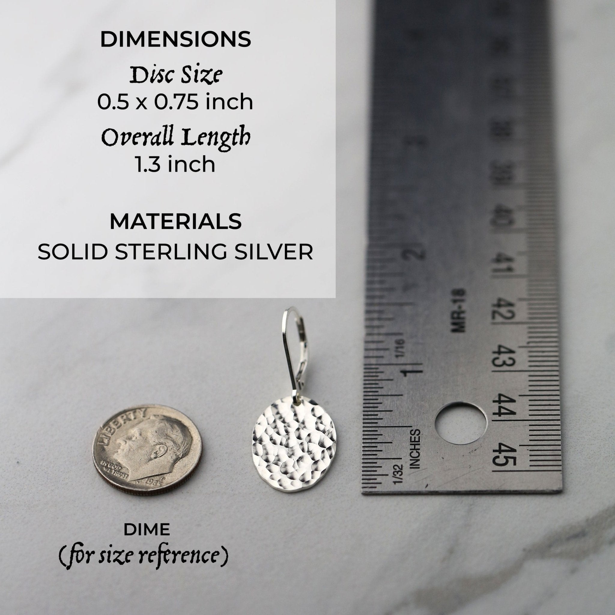 Oval Hammered Silver Lever-back Earrings handmade by Burnish