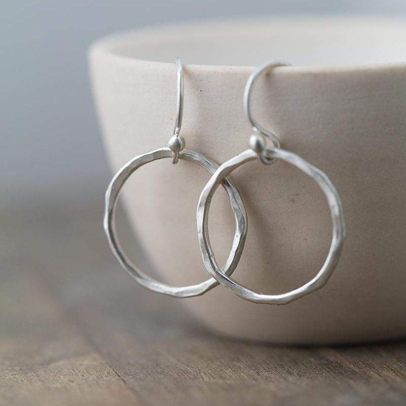 Satin Circle Earrings - Handmade Jewelry by Burnish