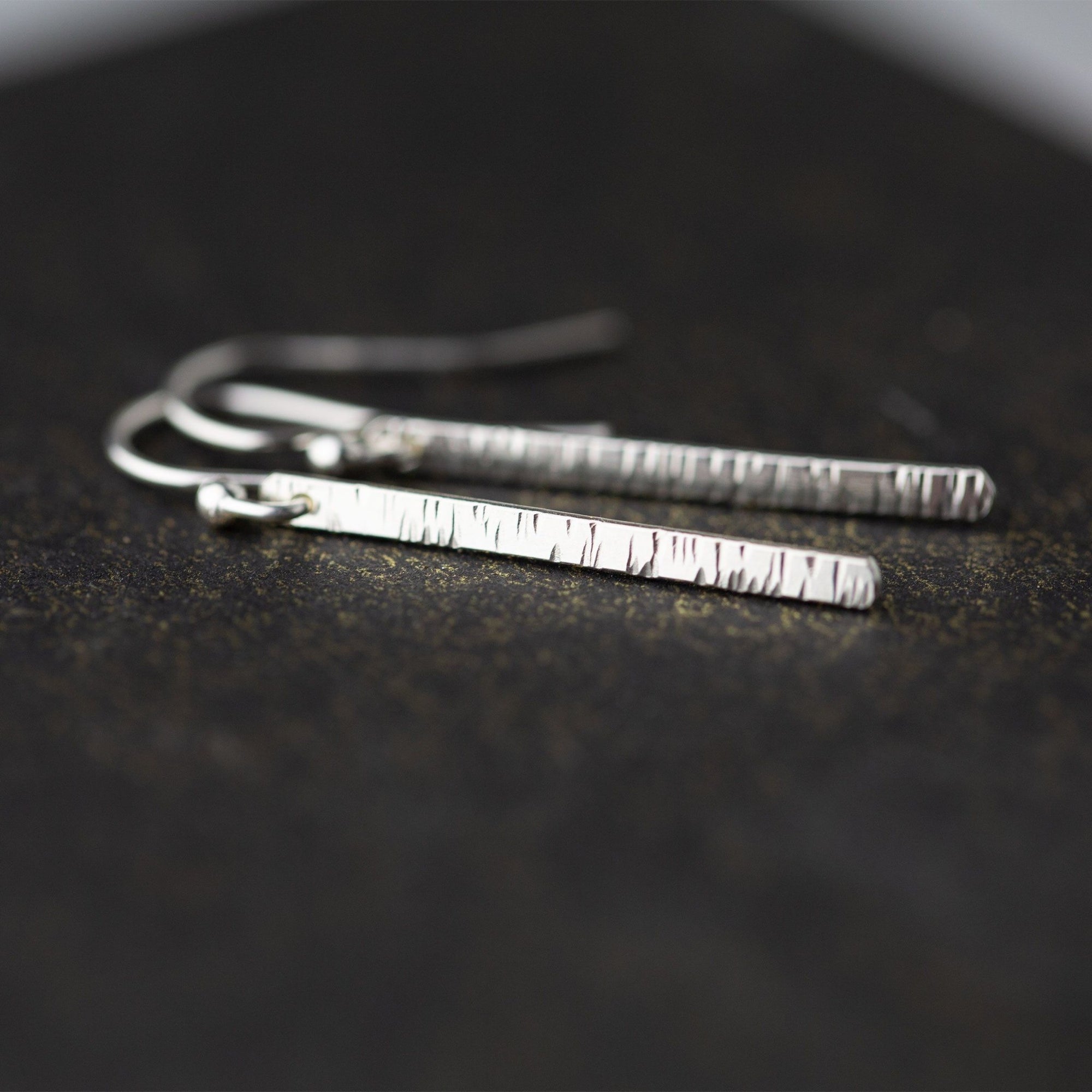 Silver Birch Bar Earrings - Handmade Jewelry by Burnish