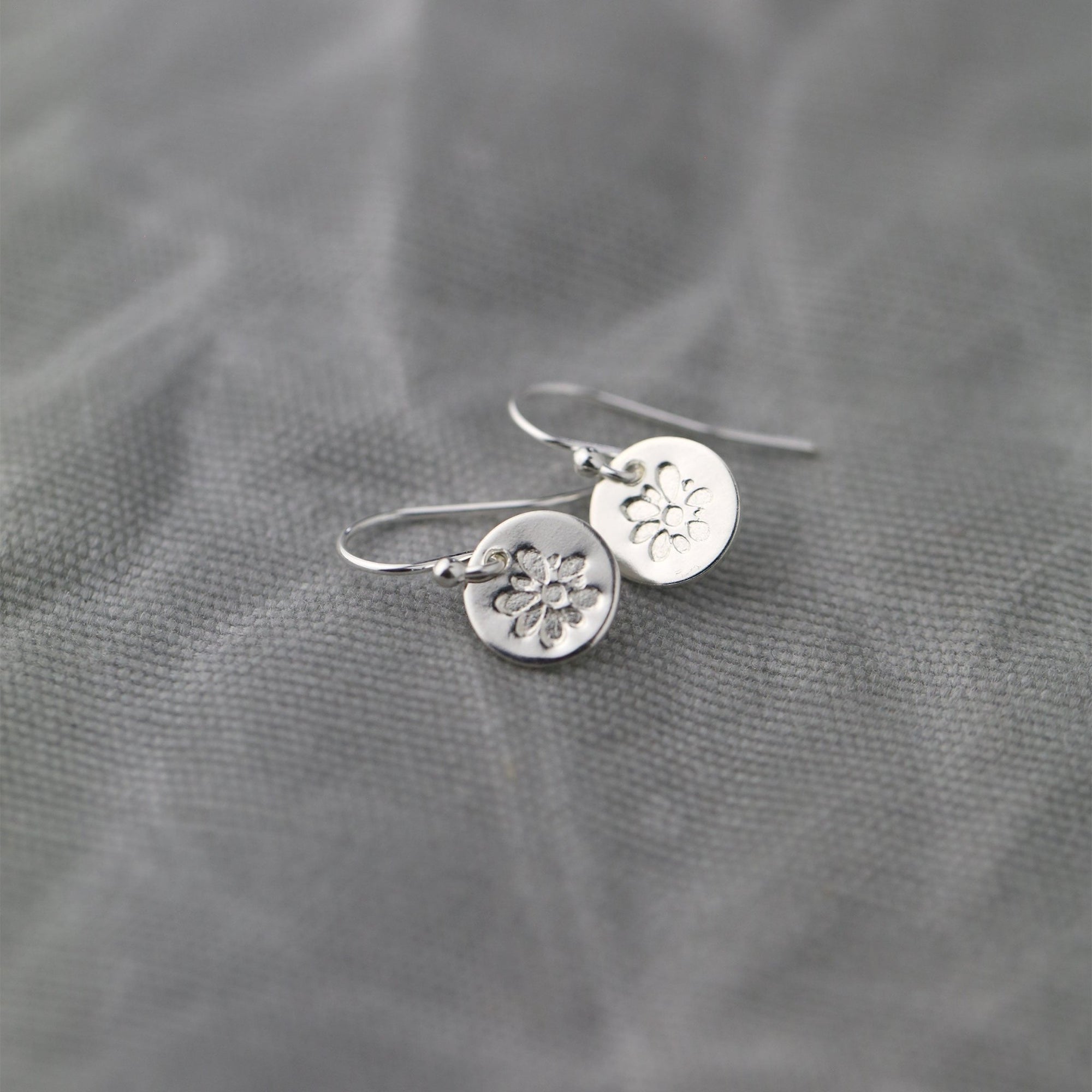 Silver Blossom Tiny Disc Earrings