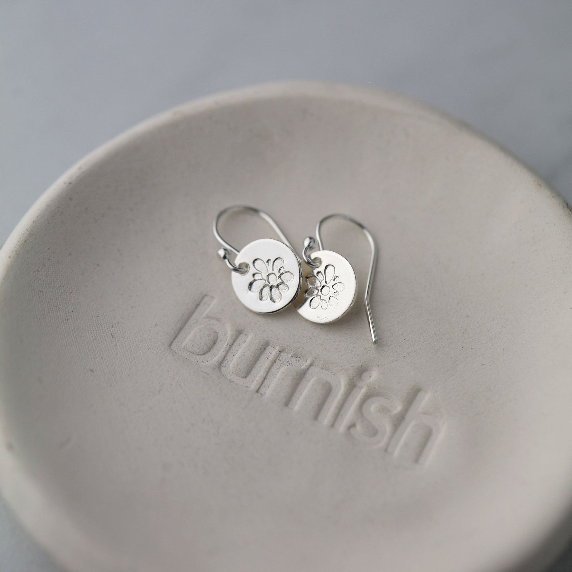 Silver Blossom Tiny Disc Earrings