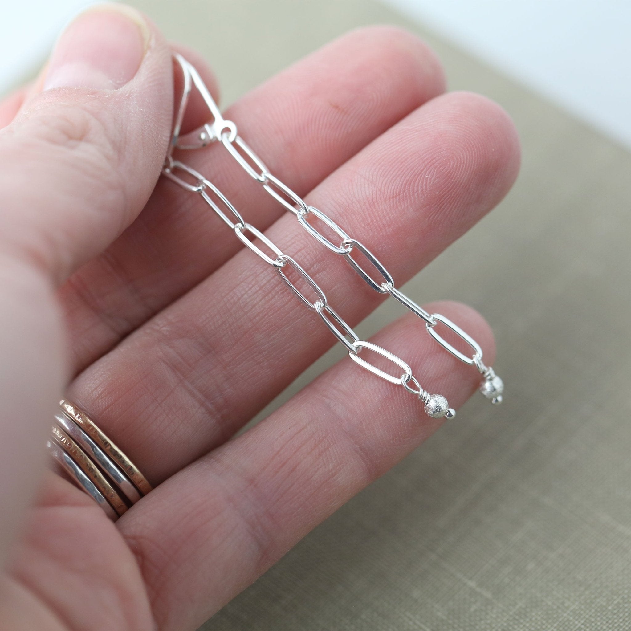 Silver Chain Drop Earrings Lever-back