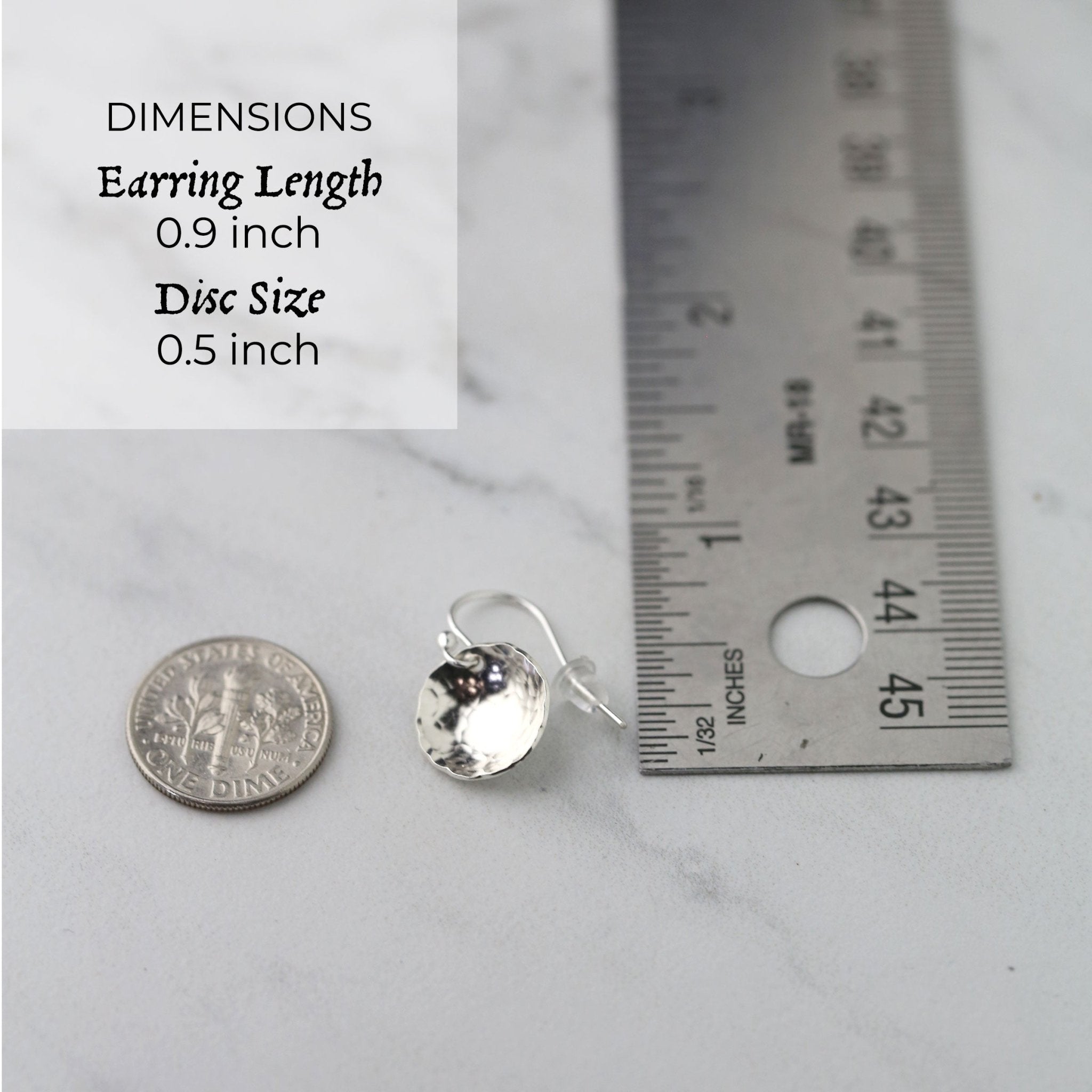 Silver Medium Hammered Domed Disc Earrings