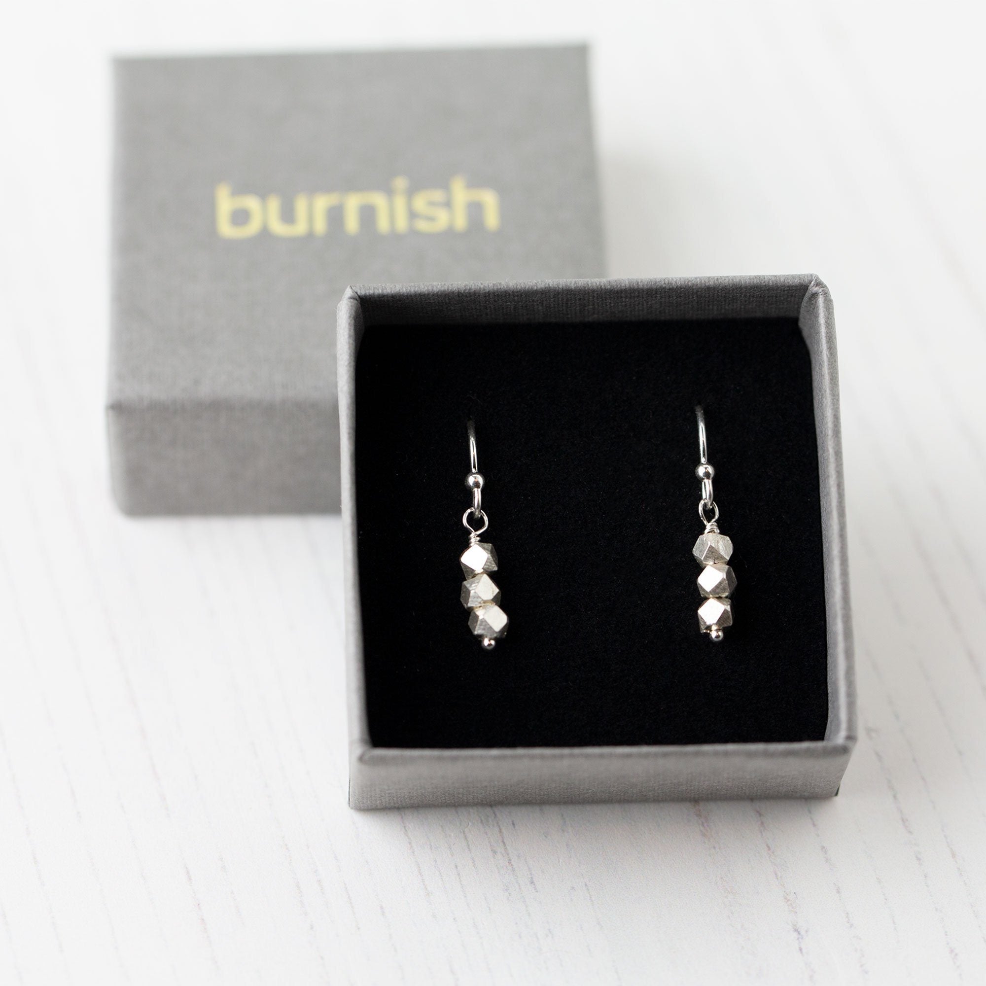 Silver Nugget Trio Earrings jewelry handmade by Burnish