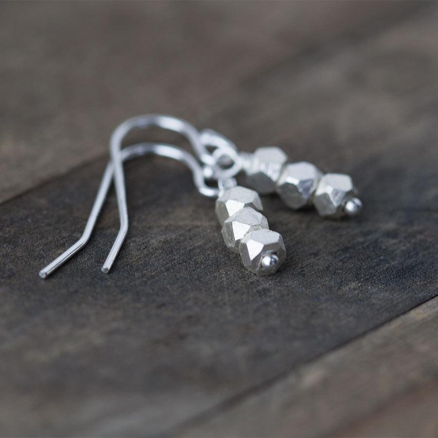 Silver Nugget Trio Earrings jewelry handmade by Burnish