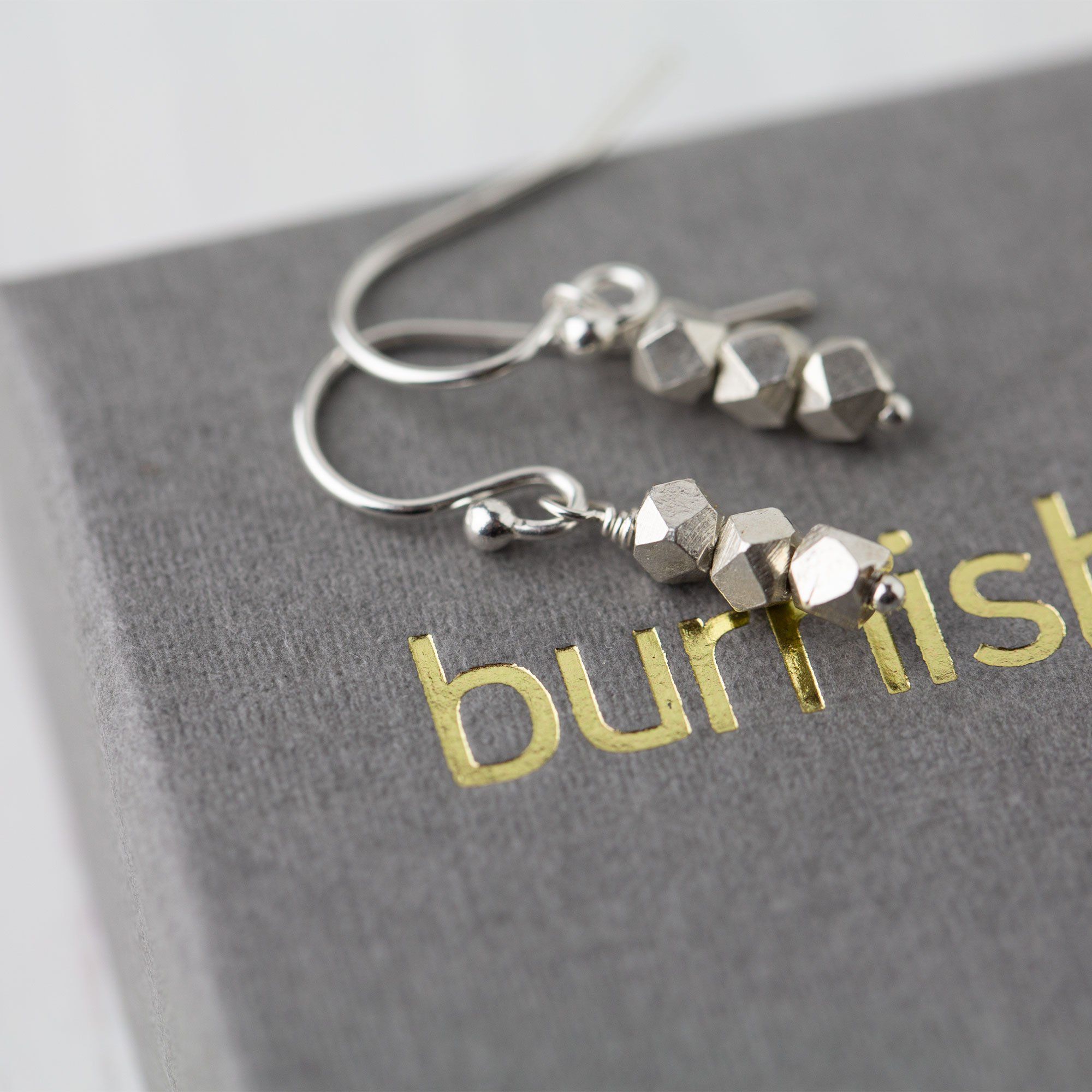 Silver Nugget Trio Earrings jewelry handmade by Burnish