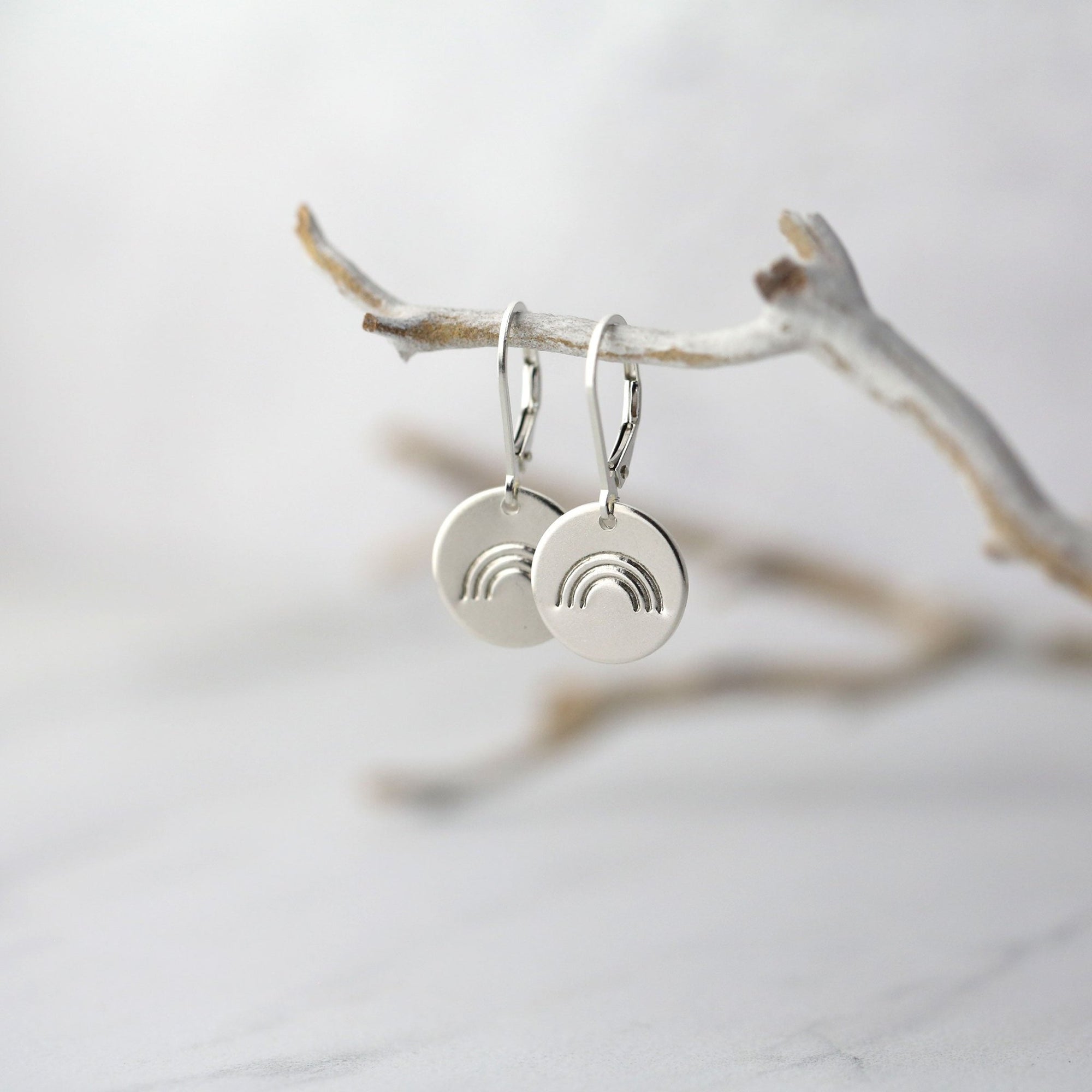 Hand Stamped Rainbow Earrings jewelry handmade by Burnish