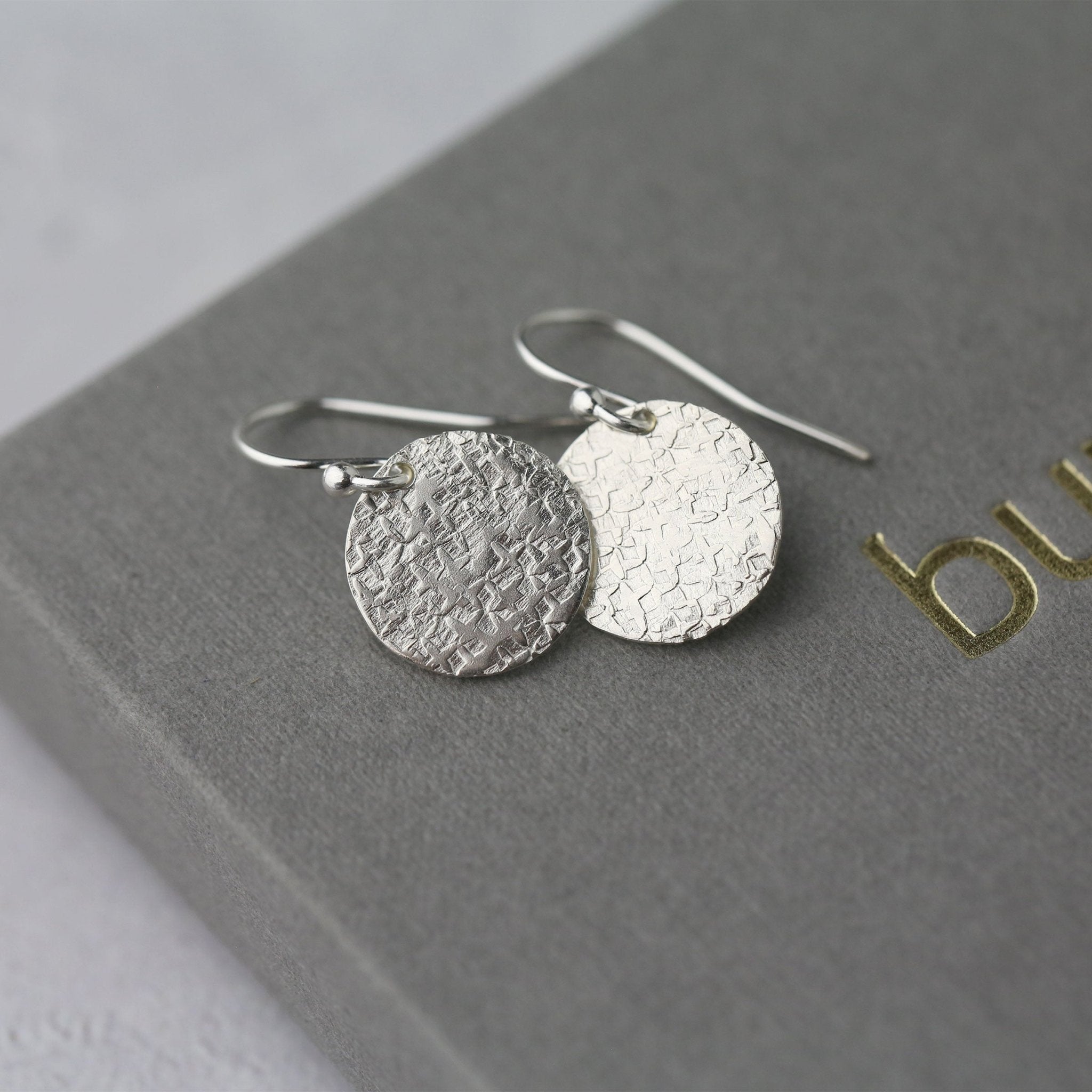 Silver Raw Silk Texture Earrings