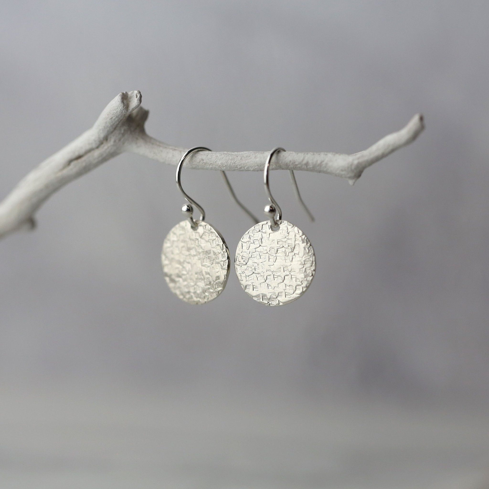 Silver Raw Silk Texture Earrings