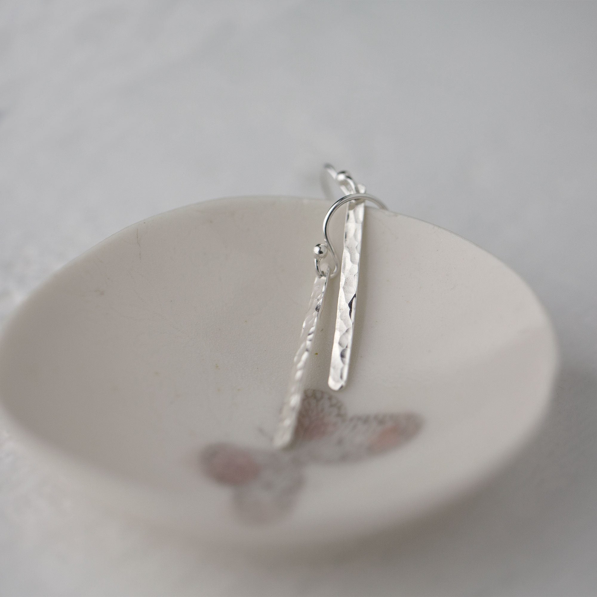 Silver Slim Bar Earrings - Handmade Jewelry by Burnish