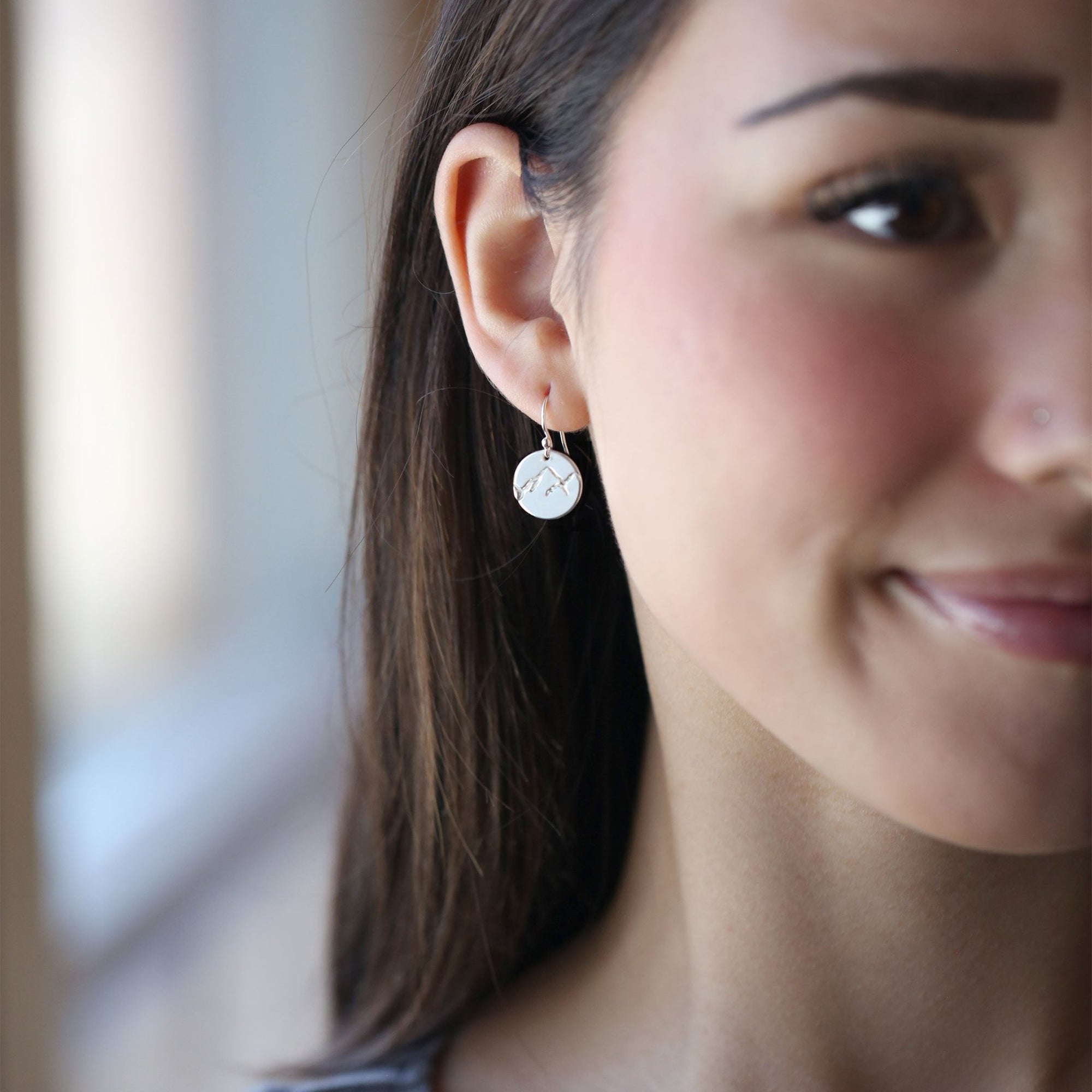 Silver Stamped Mountain Earrings jewelry handmade by Burnish