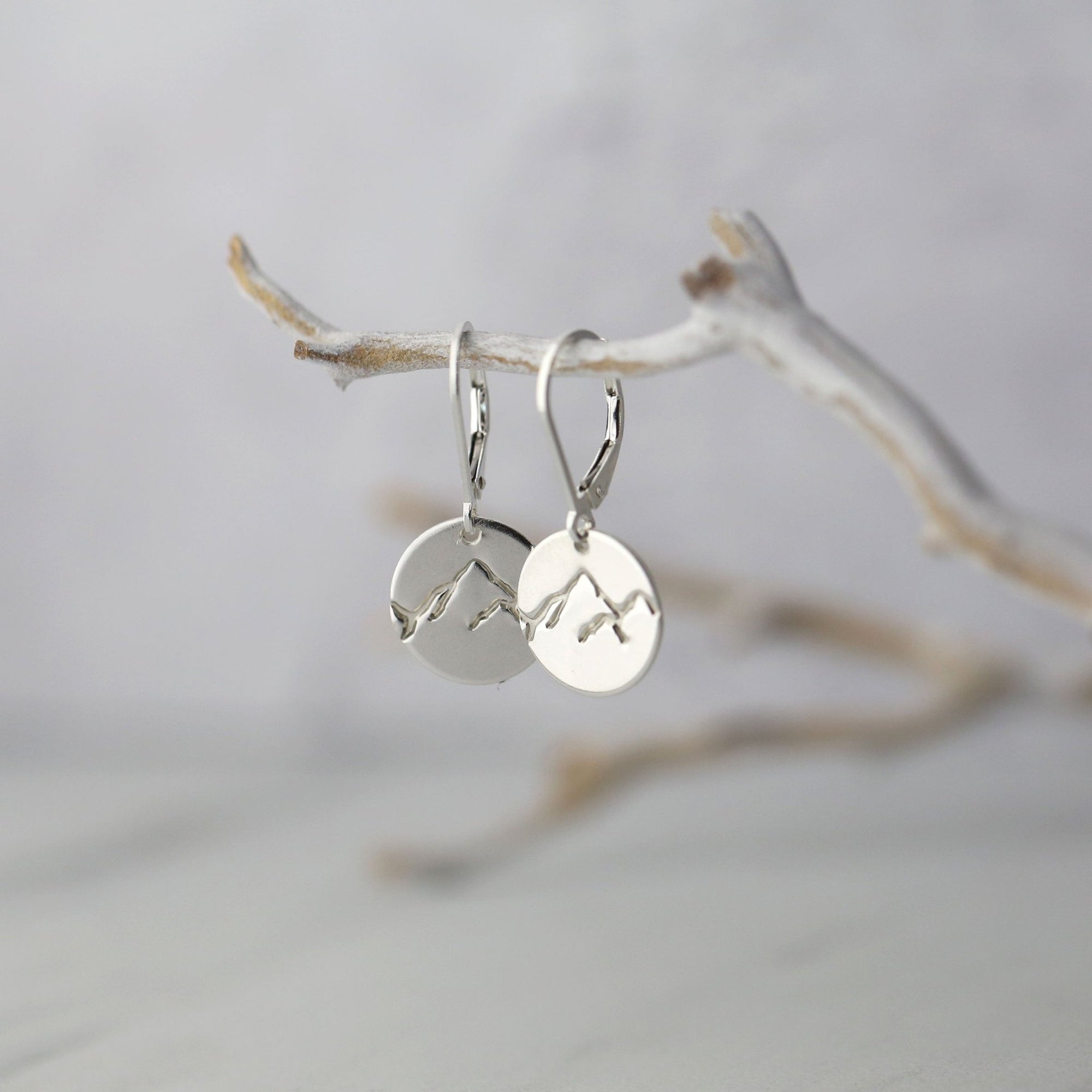 Silver Stamped Mountain Earrings jewelry handmade by Burnish