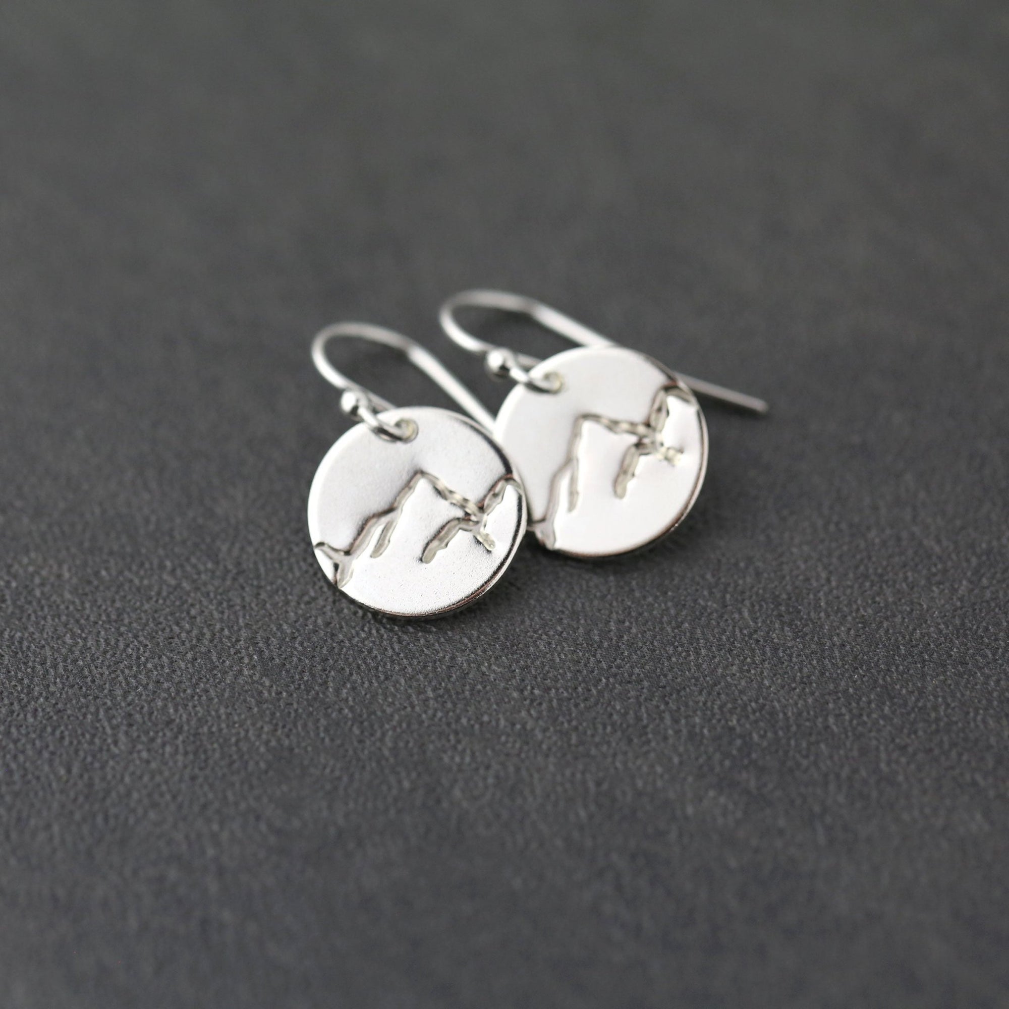 Silver Stamped Mountain Earrings jewelry handmade by Burnish